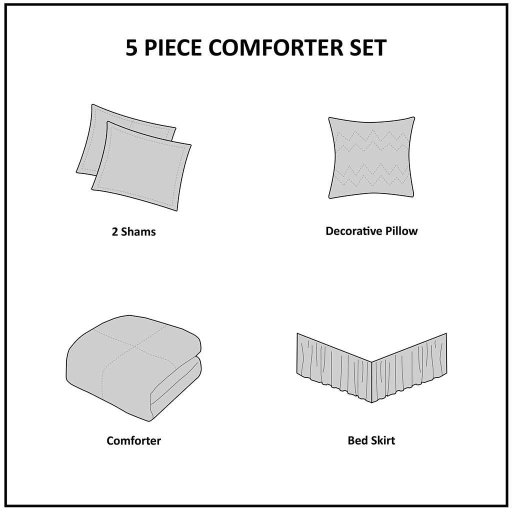 Celeste 5 Piece Microfiber Ruffled Comforter Set
