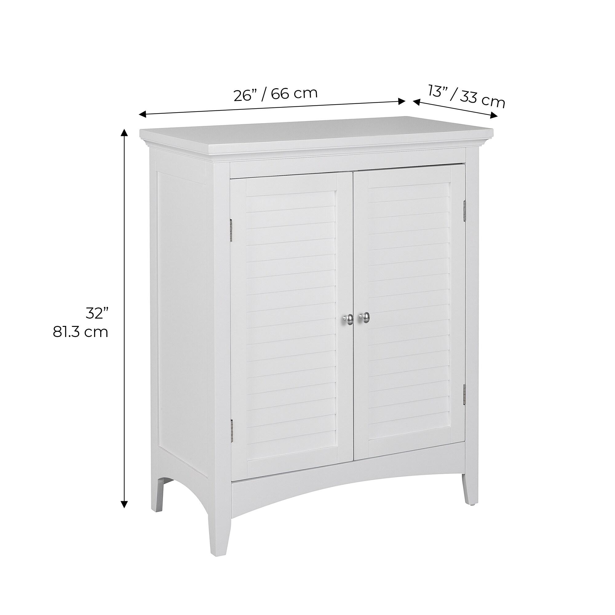 White Engineered Wood Bathroom Floor Cabinet with Adjustable Shelving