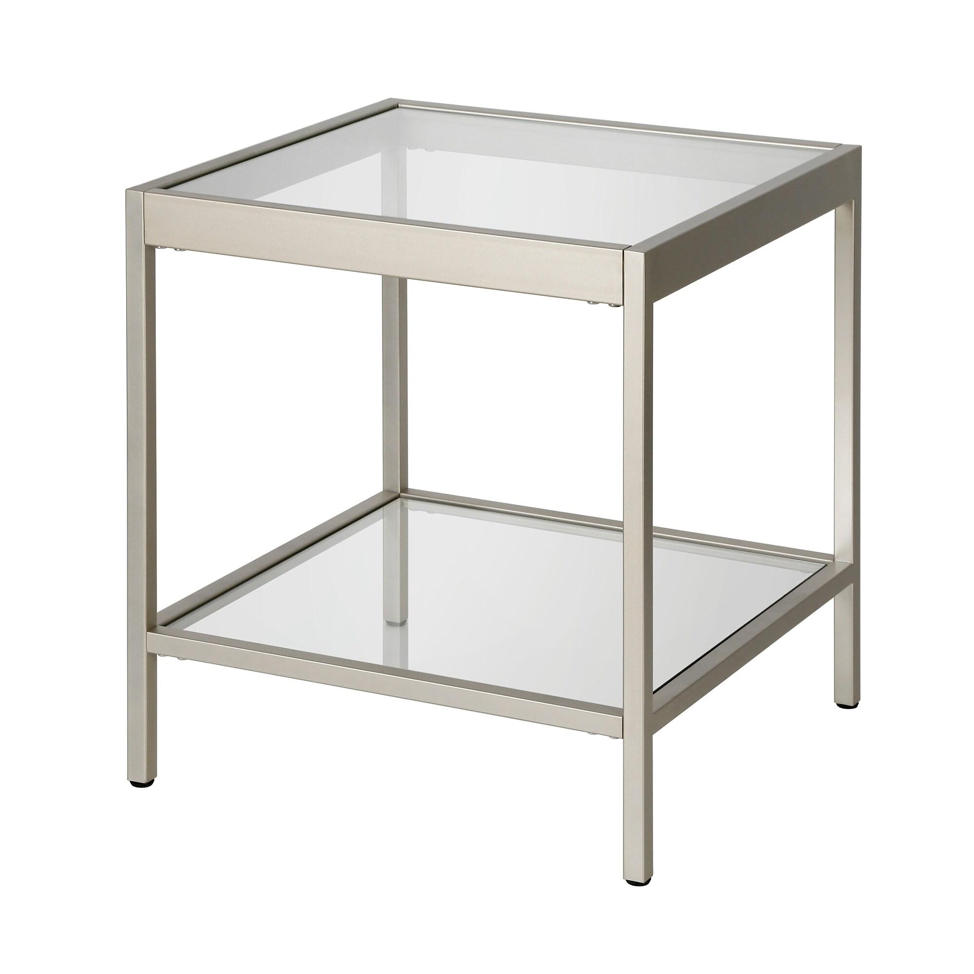 Evelyn&Zoe Alexis 20" Wide Square Side Table, Nickel