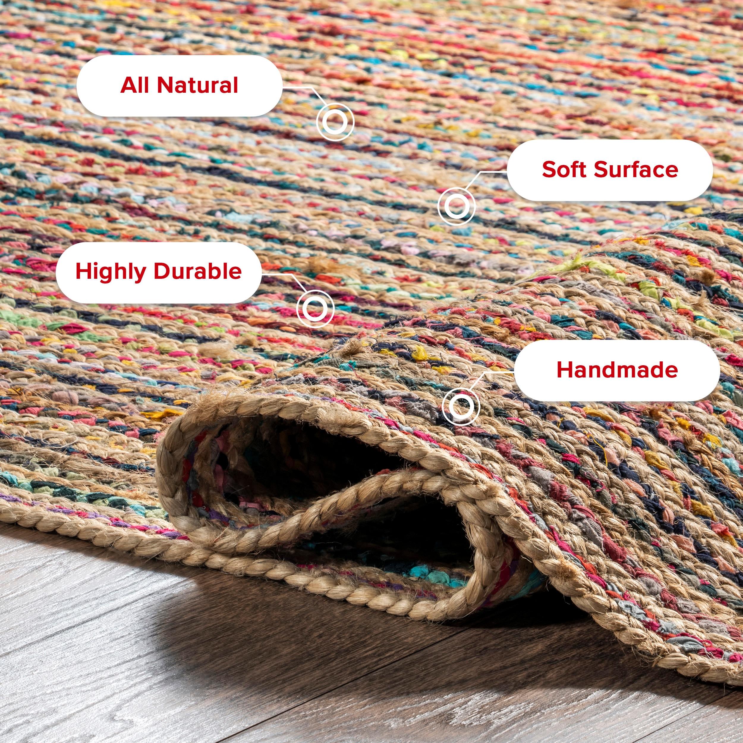 Nuloom Aleen Striped 6x9 Jute Indoor Area Rug for Dining Room Rug Neutral Rug Living Room Rug Kitchen, Multicolor