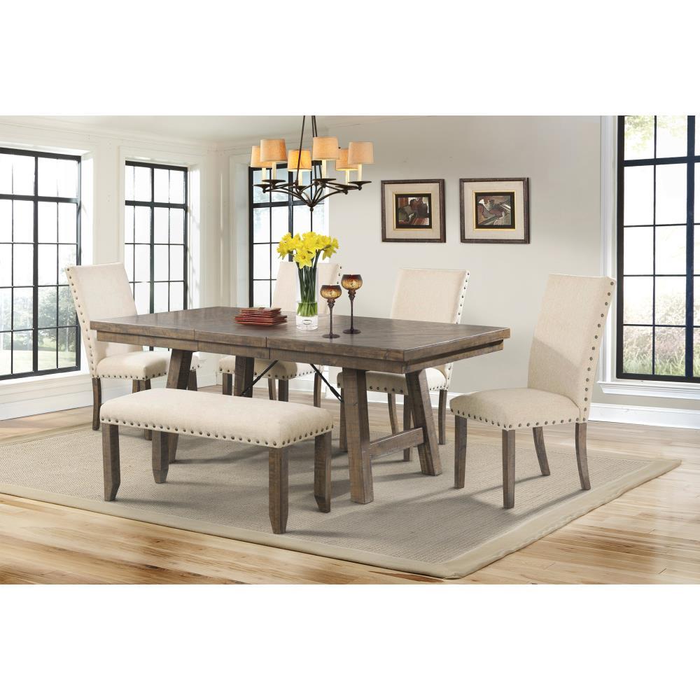 Dex 6pc Extendable Dining Table Set: Smokey Finish, Turnbuckle Detail - Picket House Furnishings