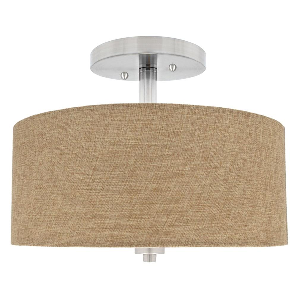 Maxxima 13 in. Semi-Flush Mount LED Ceiling Fixture With Burlap Shade, 2700K Warm White, 1600 Lumens, Dimmable