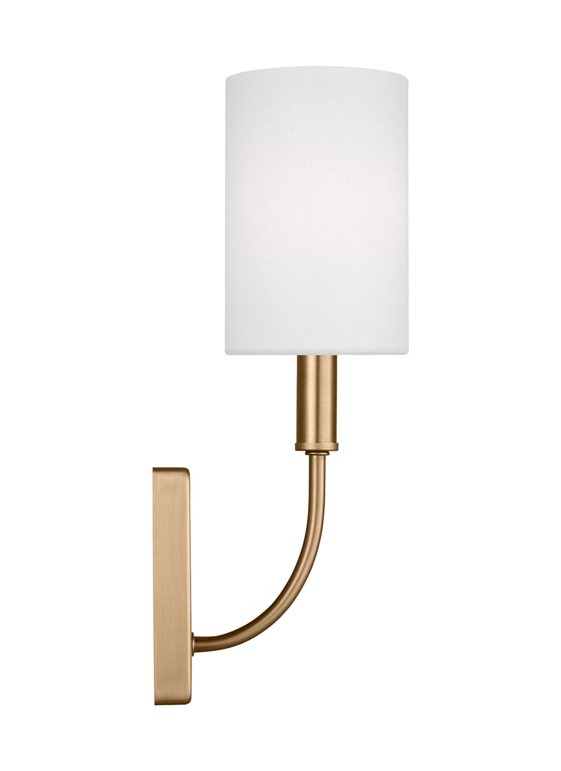 Greenwich Satin Brass Dimmable Cylinder Wall Sconce with Linen Shade