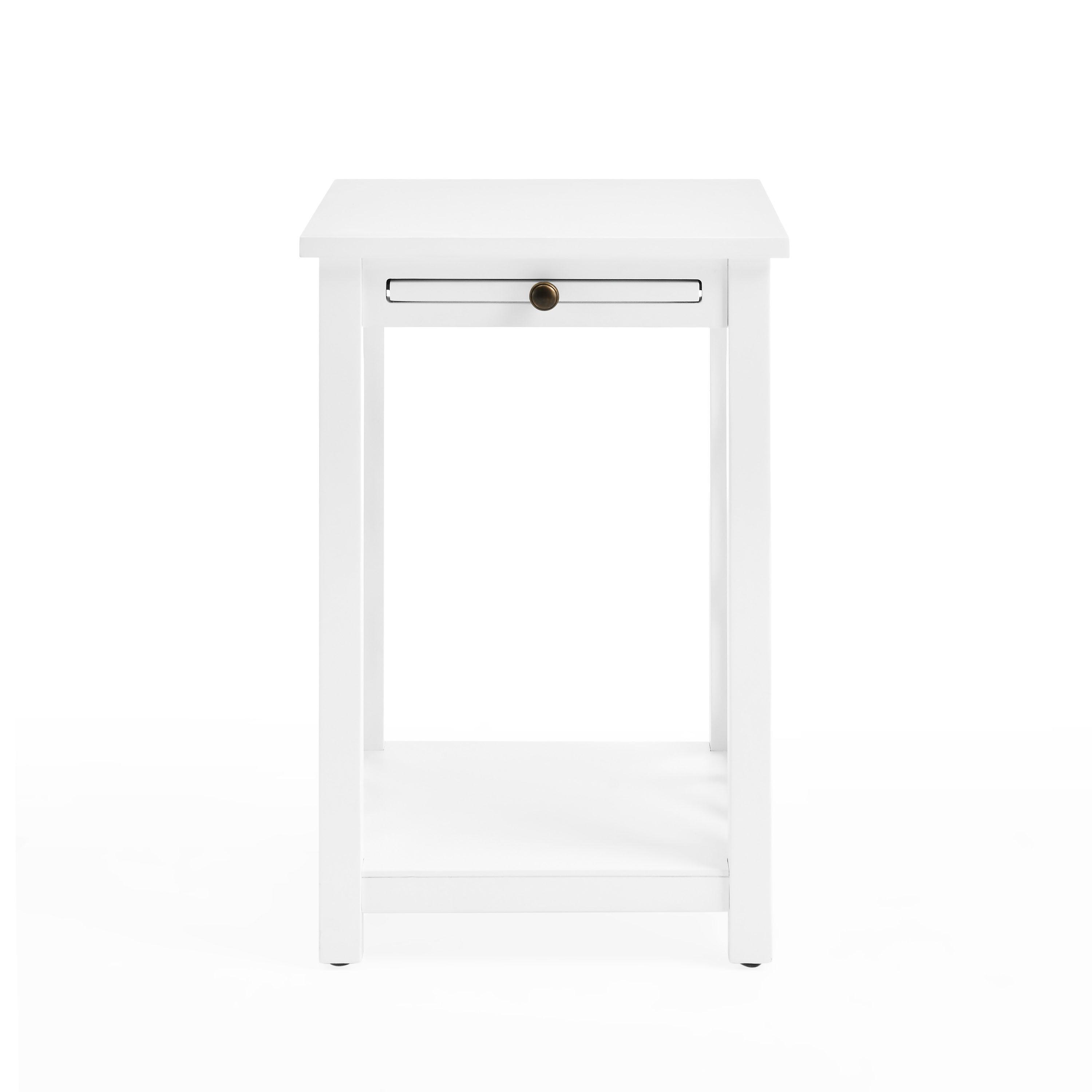 Alaterre Furniture 36" Middlebury Coffee Table with Drawer and 2 End Tables with Tray Shelf White: Mid-Century Modern, Wood Frame