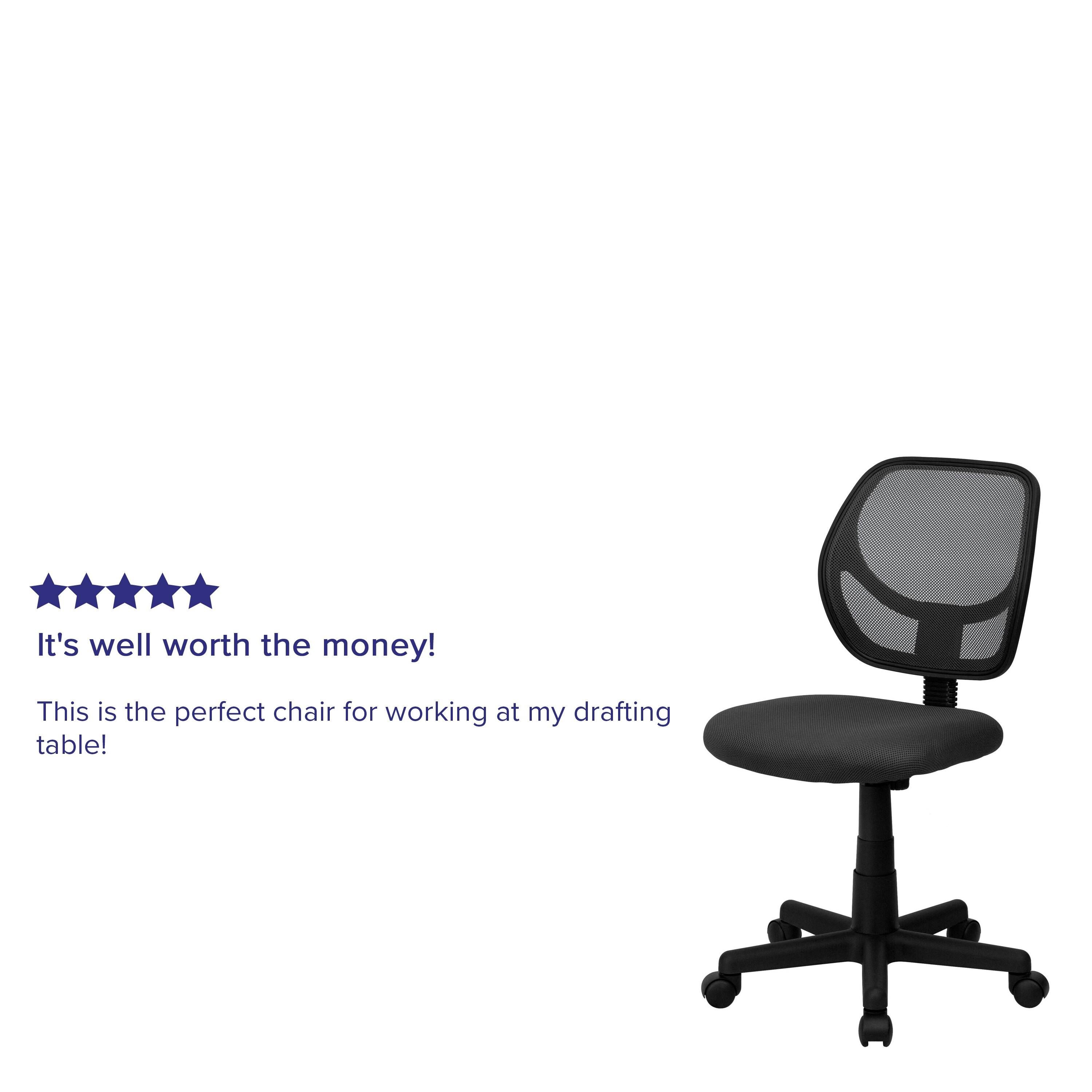 Flash Furniture Low Back Gray Mesh Swivel Task Office Chair with Curved Square Back