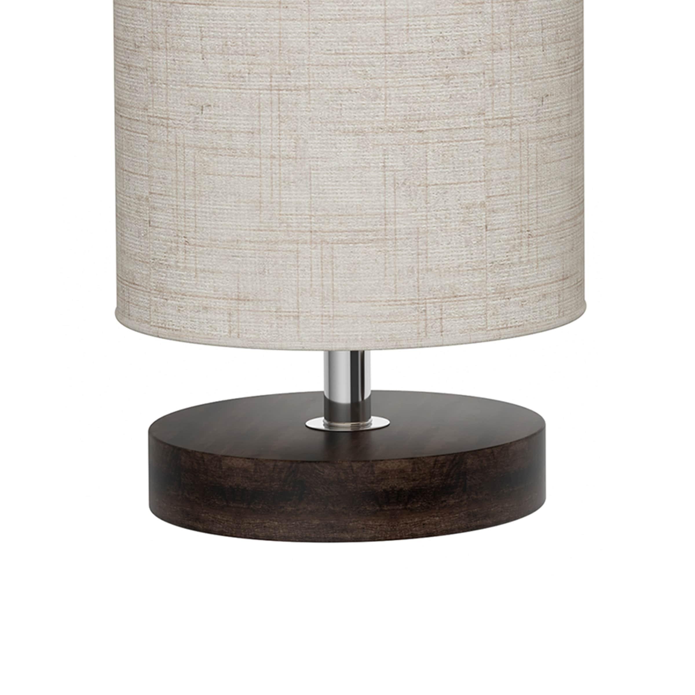 Hastings Home Cylinder Lamp Adjustable Height with Wooden Base and LED Bulb