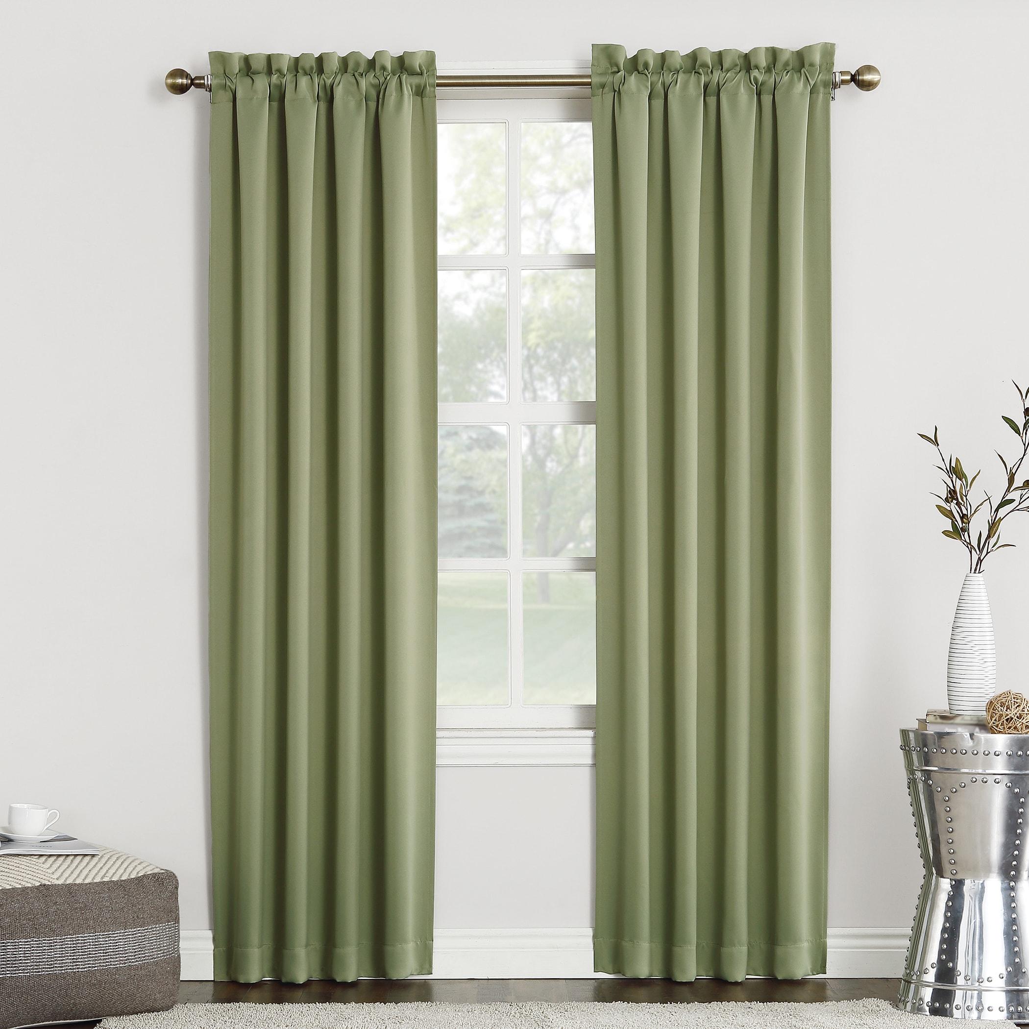40"x95" Sun Zero Blackout Kenneth Energy Saving Rod Pocket Curtain Panel Sage Green: Noise Reduction, Energy Efficient