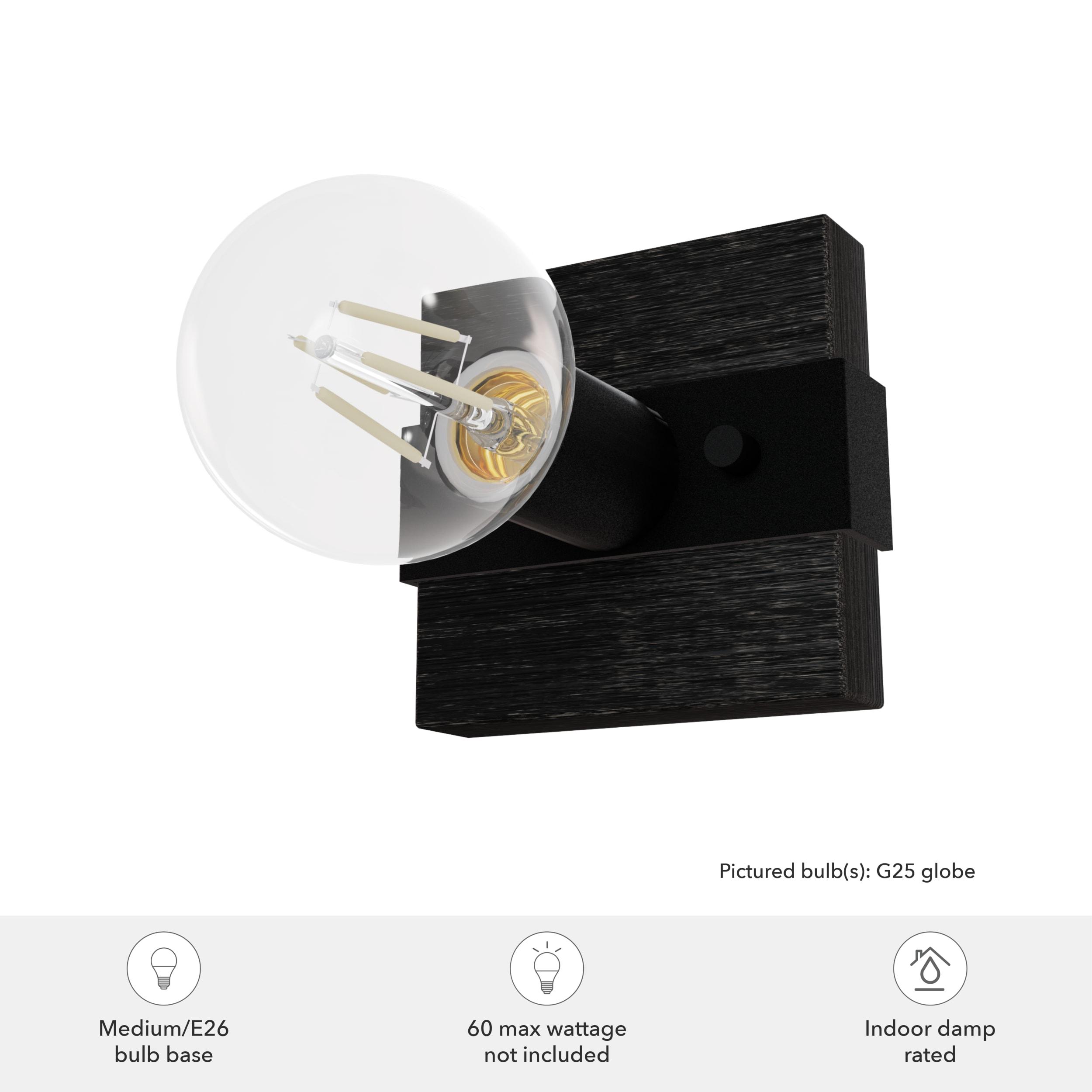 Hunter Fan Donelson Natural Black Iron and Dark Ash Sconce Wall Light Fixture: ETL Listed, Dimmable, Metal Body