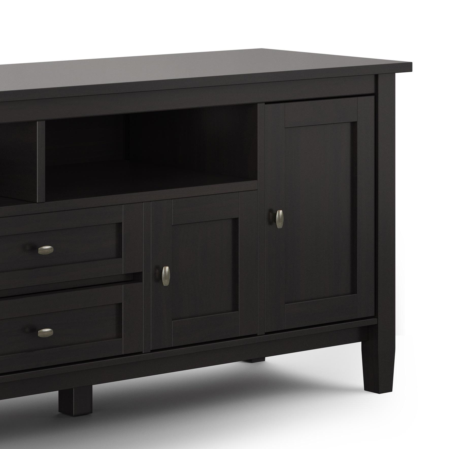Simpli Home Warm Shaker 72"W Solid Wood TV Stand for TVs up to 80" with 4 Storage Cabinets and 2 Drawers