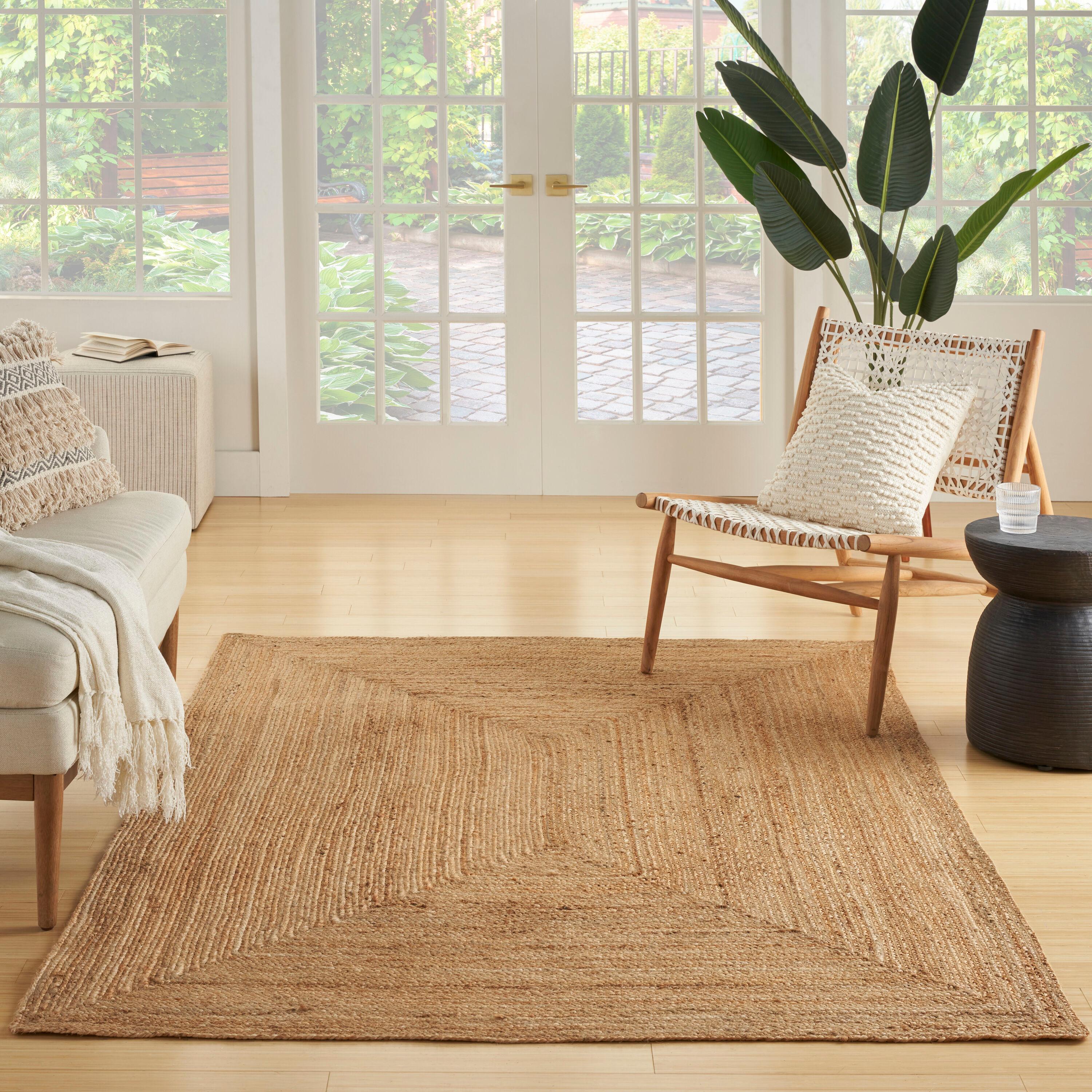 Nourison Handwoven Natural Jute Indoor Area Rug Natural 4' x 6'