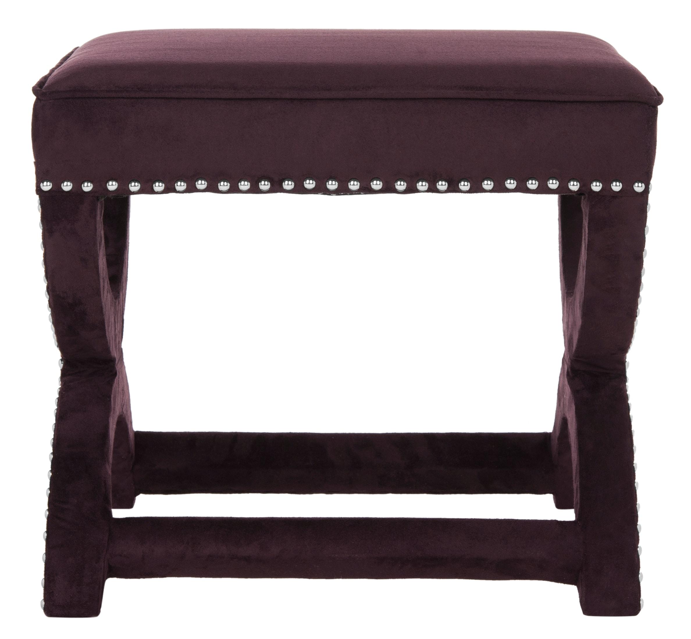 Mystic Ottoman with Silver Nail Heads - Plum - Safavieh