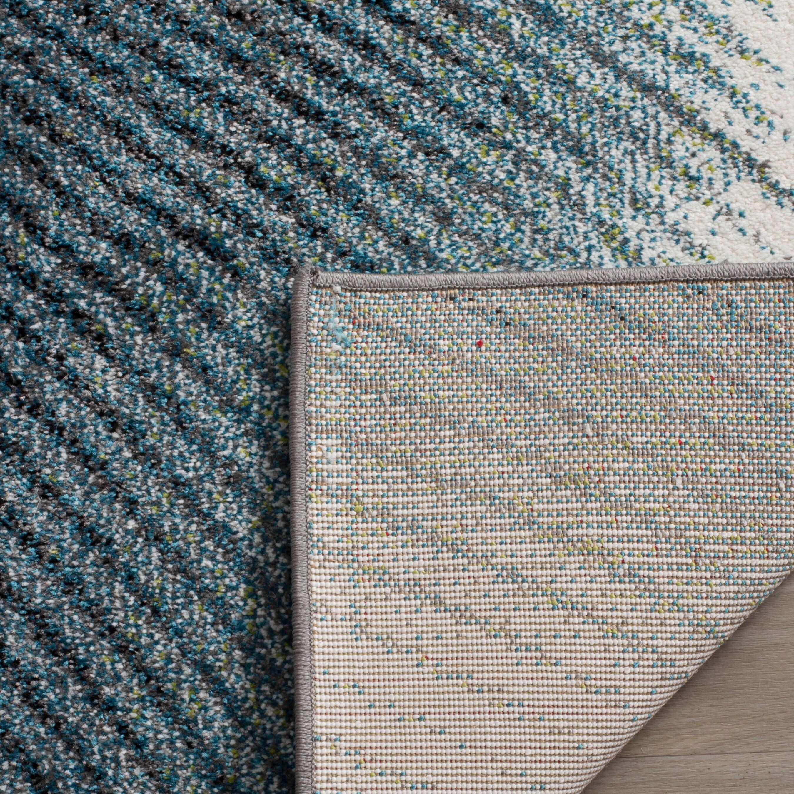 Hollywood HLW715 Power Loomed Area Rug - Grey/Teal - 6'7"x9' - Safavieh.