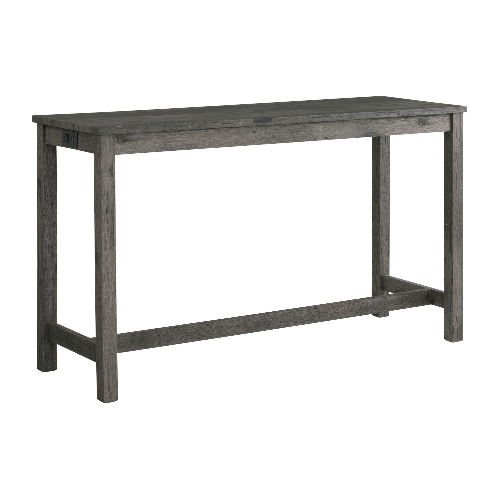 Picket House Furnishing Transitional Wood Multipurpose Bar Table Set in Charcoal