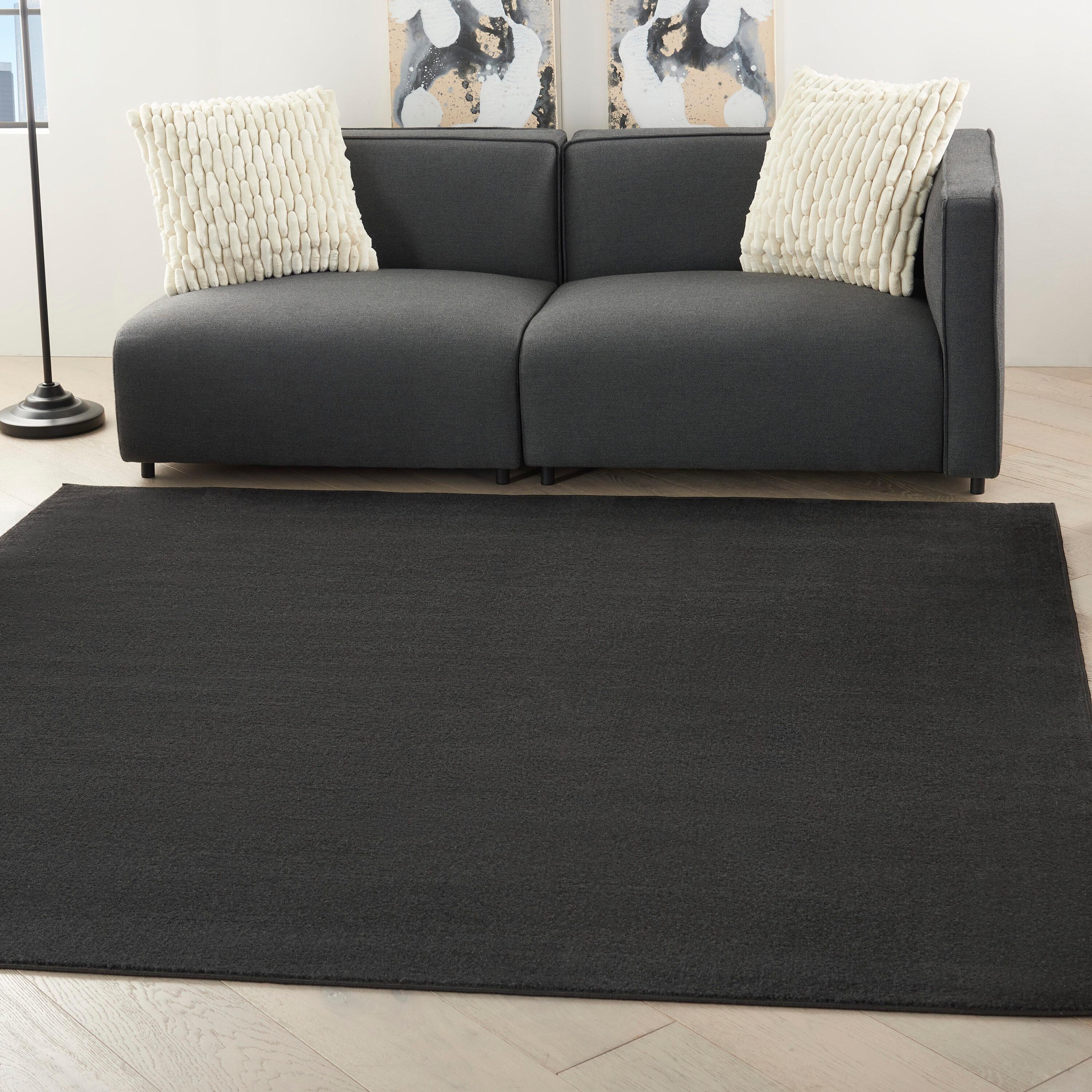 Nourison Essentials Easy Care Indoor Outdoor Area Rug - Black 7' x Square