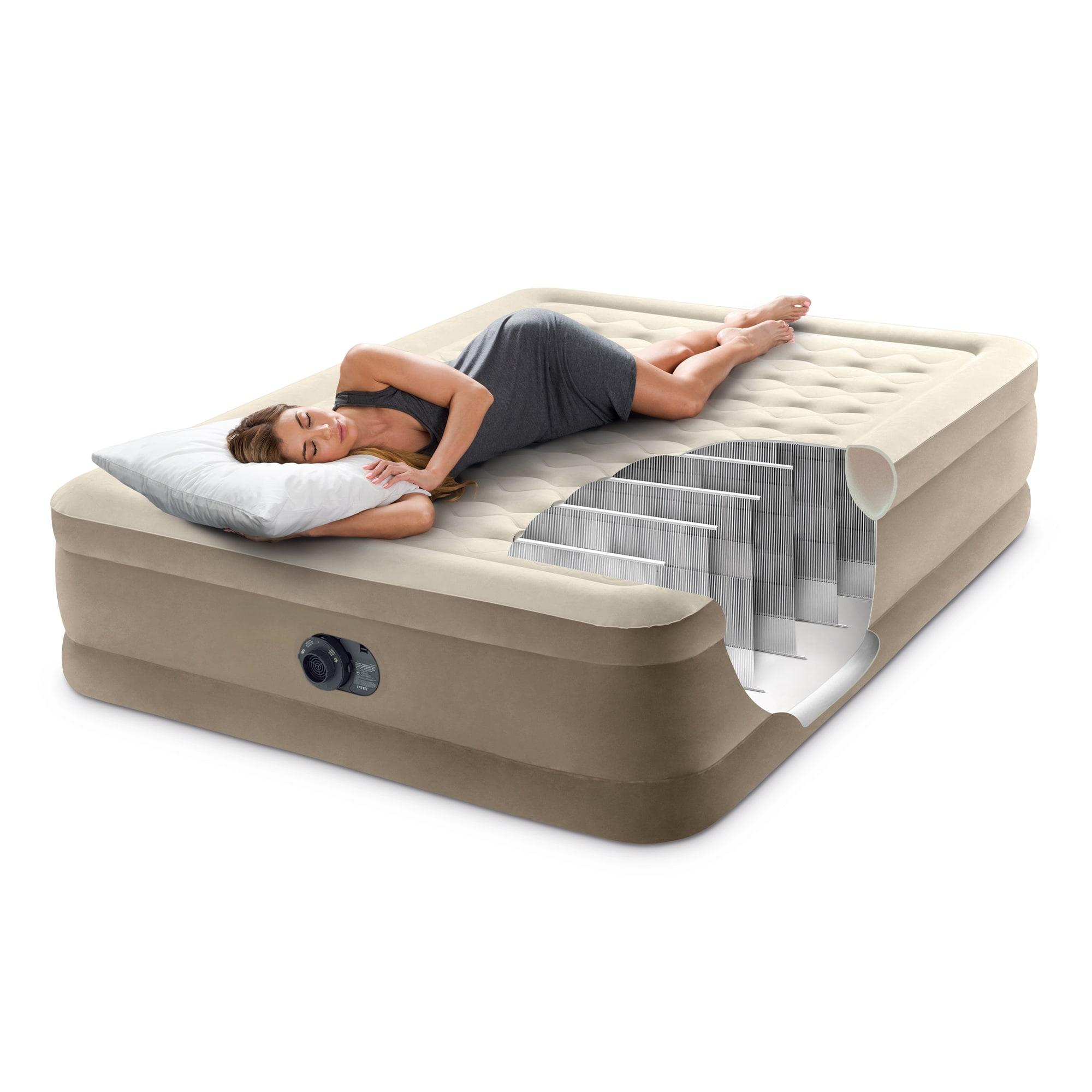 Intex Intex Ultra Plush Fiber Tech Airbed Mattress with Built in Pump