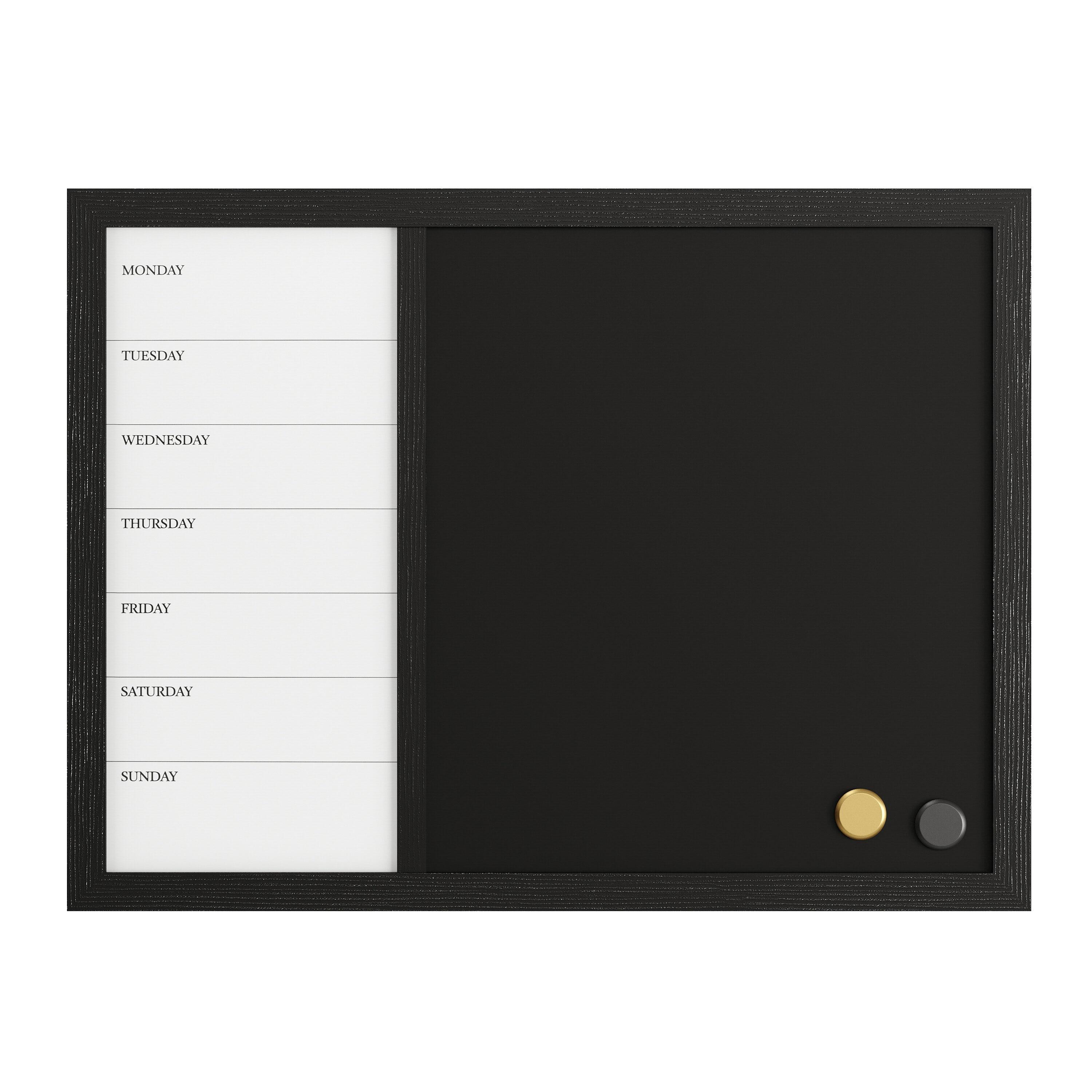 Thomas Martha Stewart Magnetic Weekly Calendar Dry Erase Board and Chalk Board with Liquid Chalk Marker