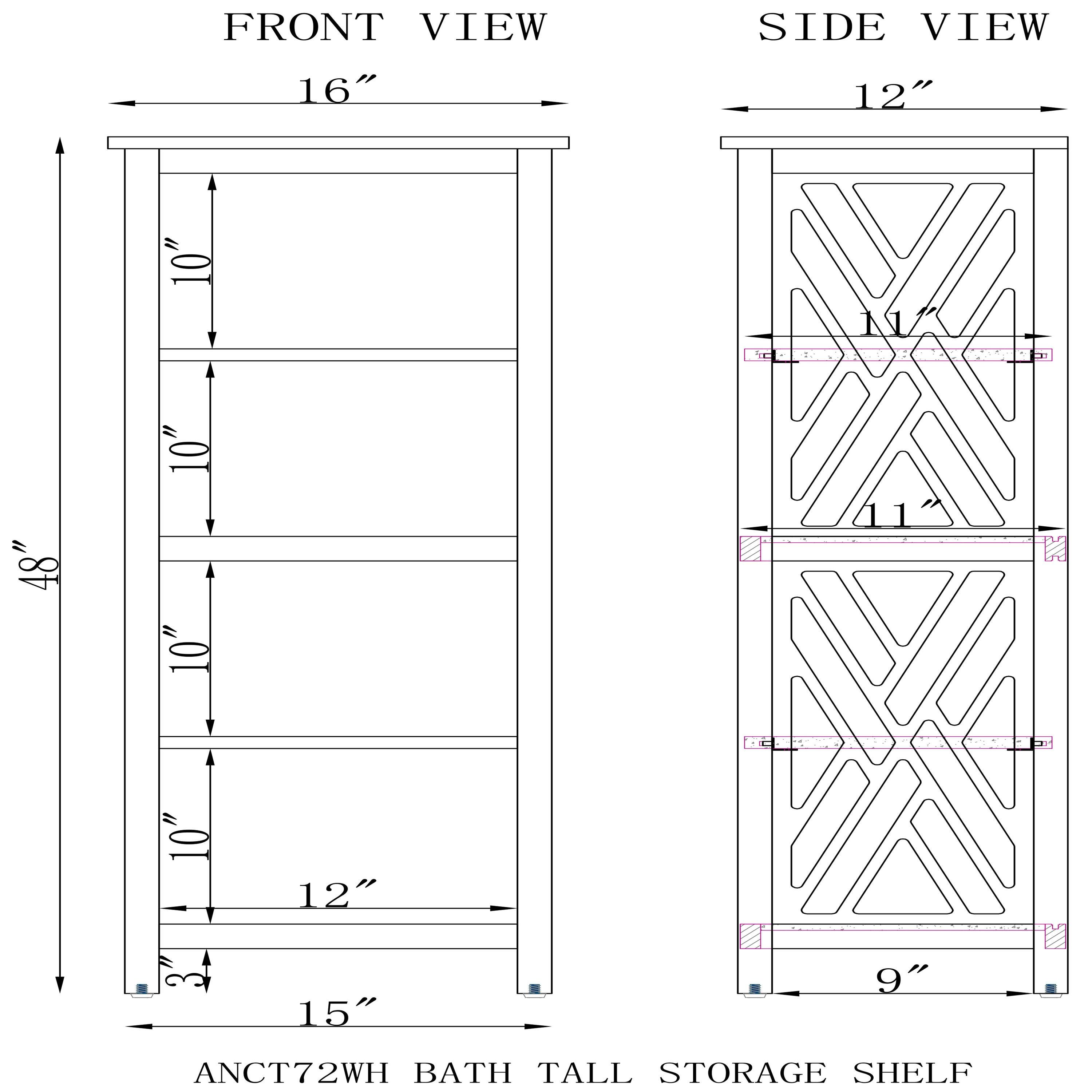 Coventry Bath Tall Storage Shelf White - Alaterre Furniture