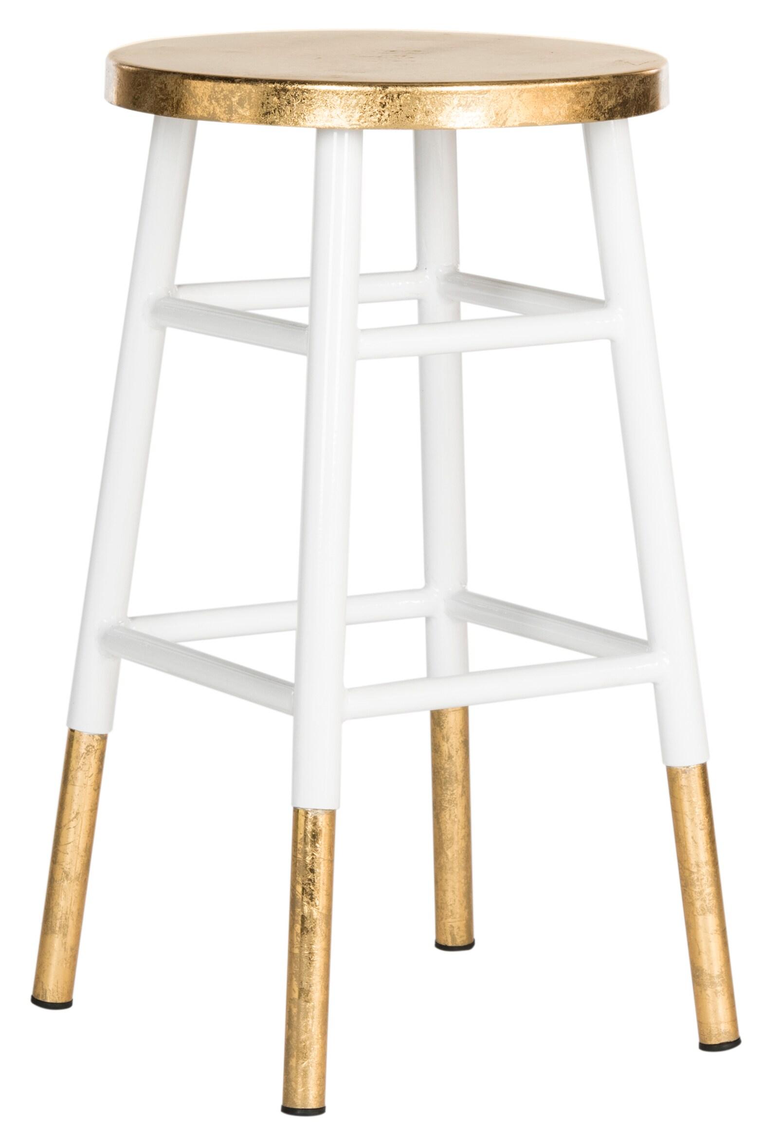 Emery Dipped Gold Leaf Counter Stool - FOX3231 - White/Gold - Safavieh Couture