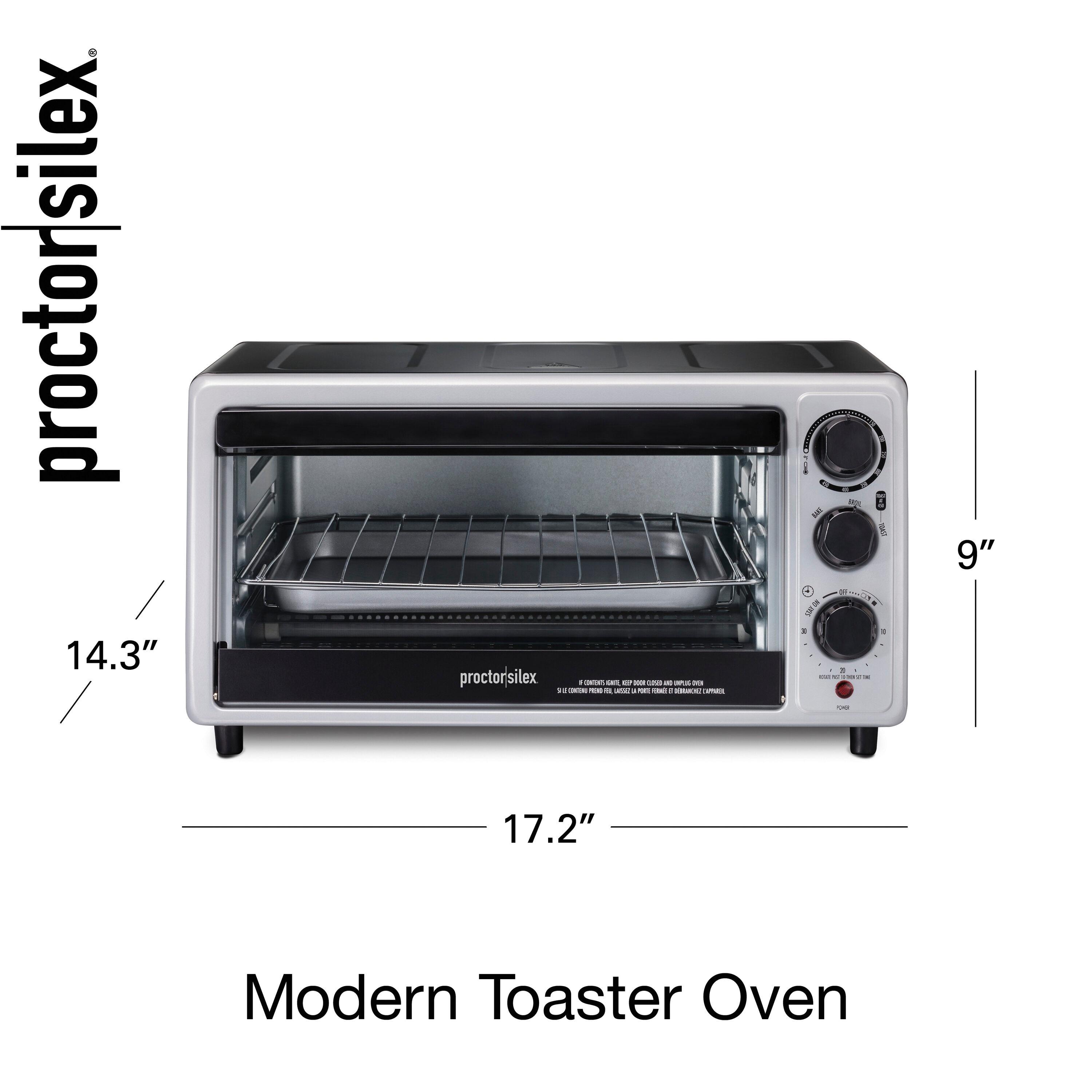 Proctor Silex 6sl Toaster Oven 31124: Countertop Small Oven, 1500W, Silver, Includes Broiler & Baking Pan, Freestanding