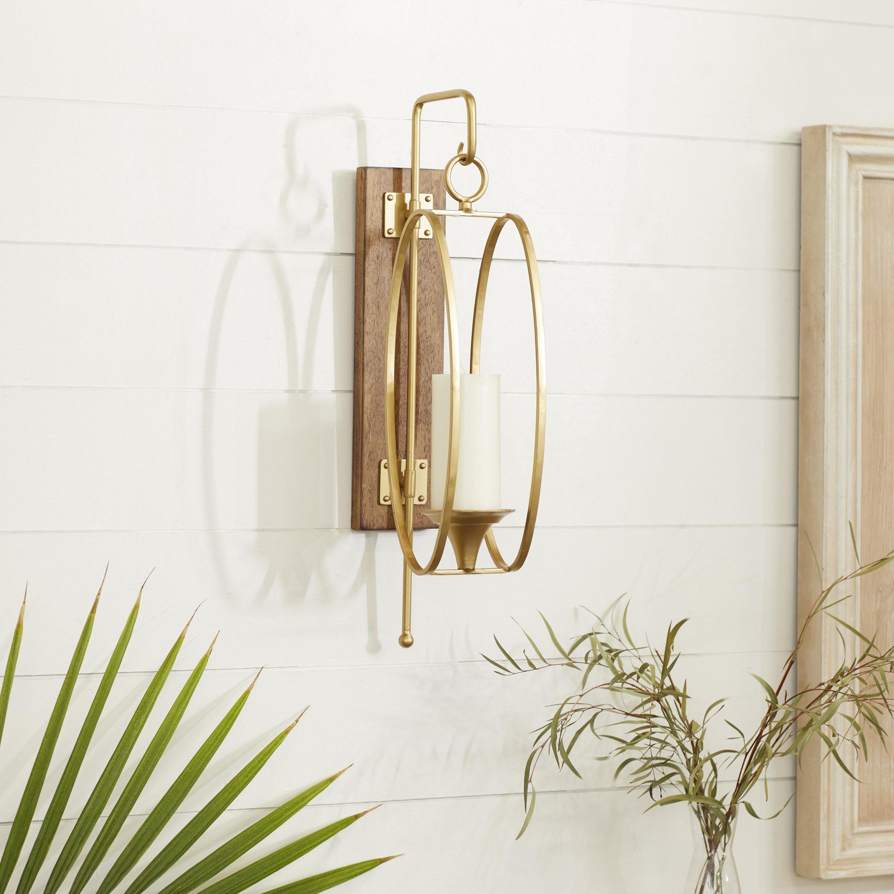 DecMode Gold Metal Wall Sconce