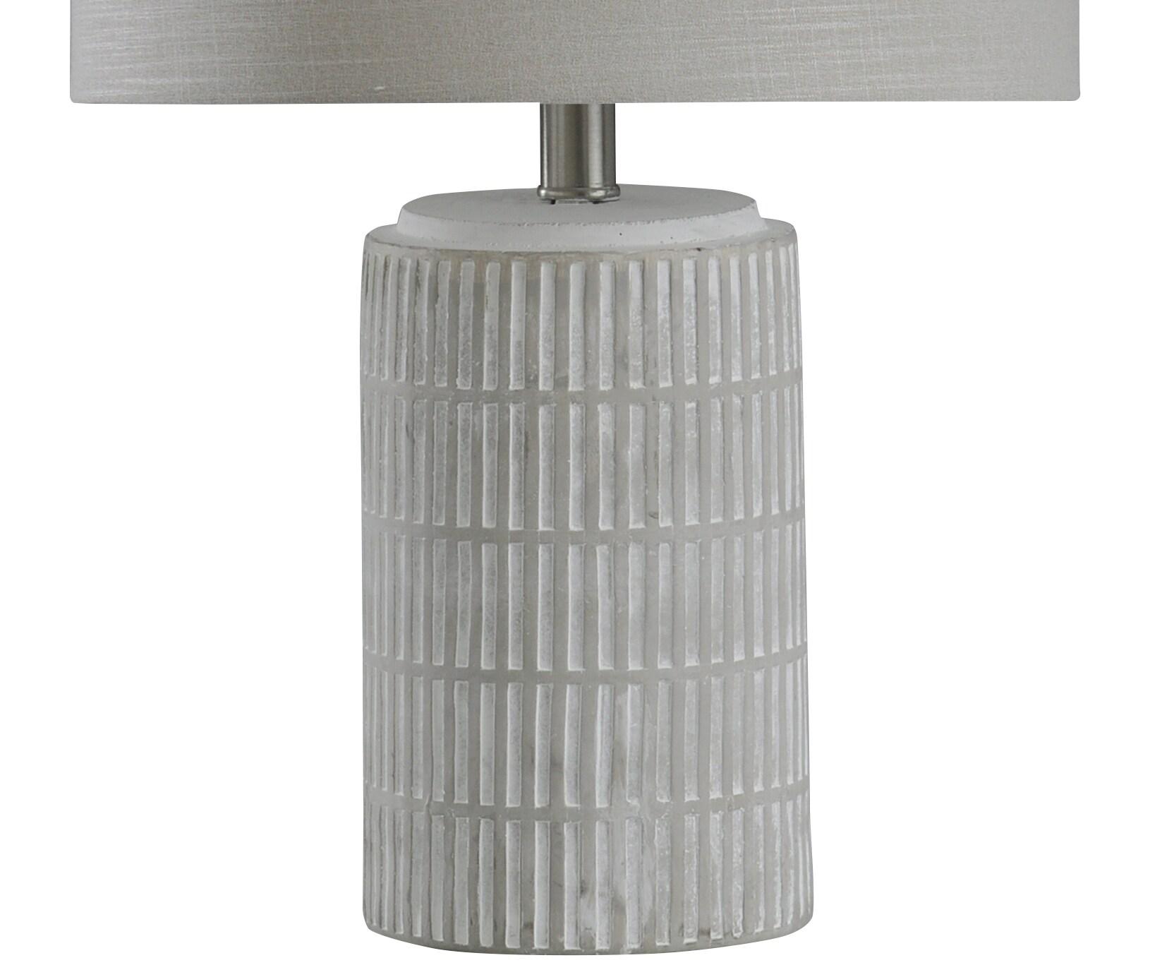 Joni Table Lamp Distressed Gray - StyleCraft: Ceramic Body, Polyester Drum Shade, UL Listed