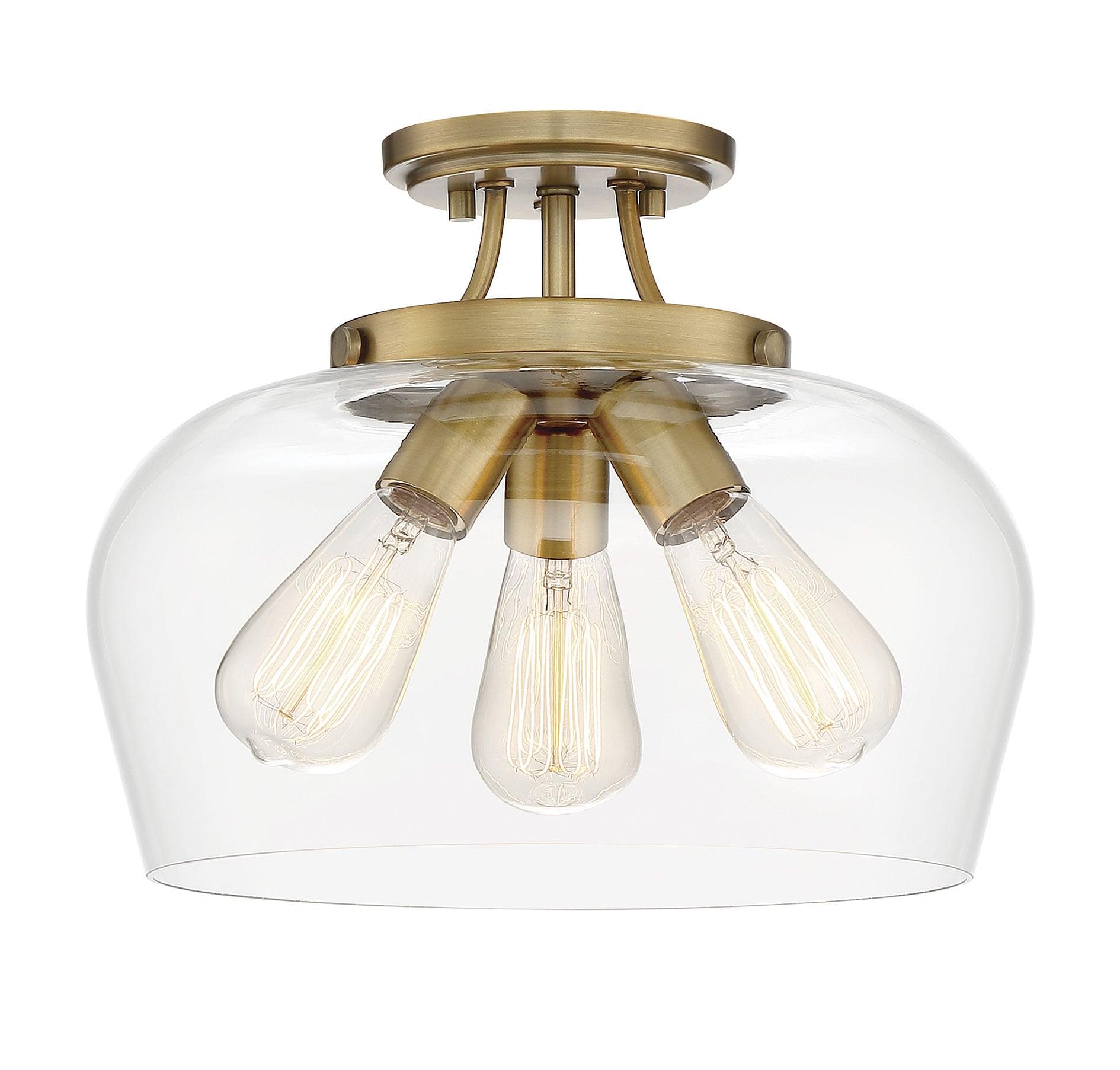 Savoy House Octave 3 - Light Semi-Flush Mount in  Warm Brass