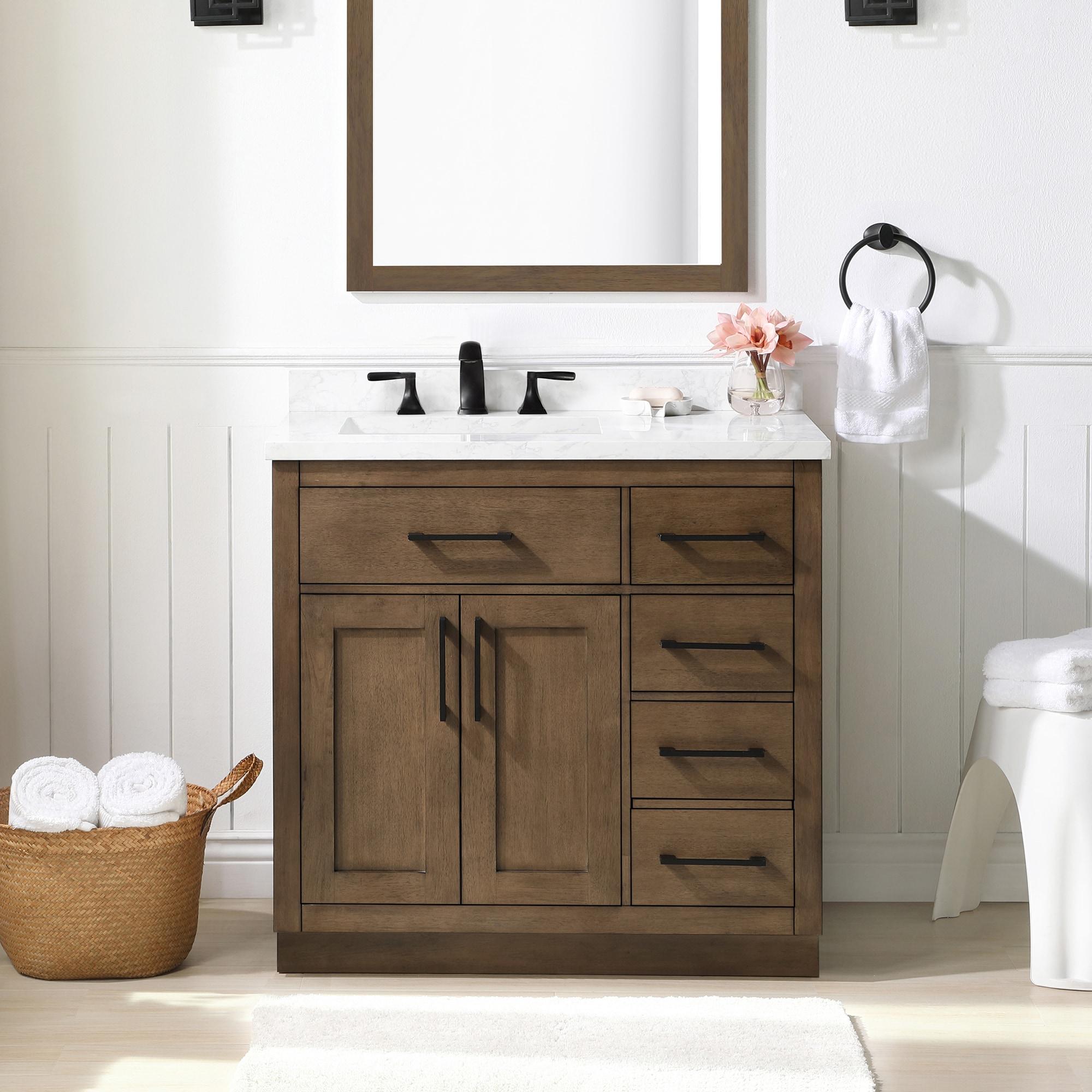 OVE Decors Athea 36 in. W Bath Vanity with Premium Countertop and Power Bar