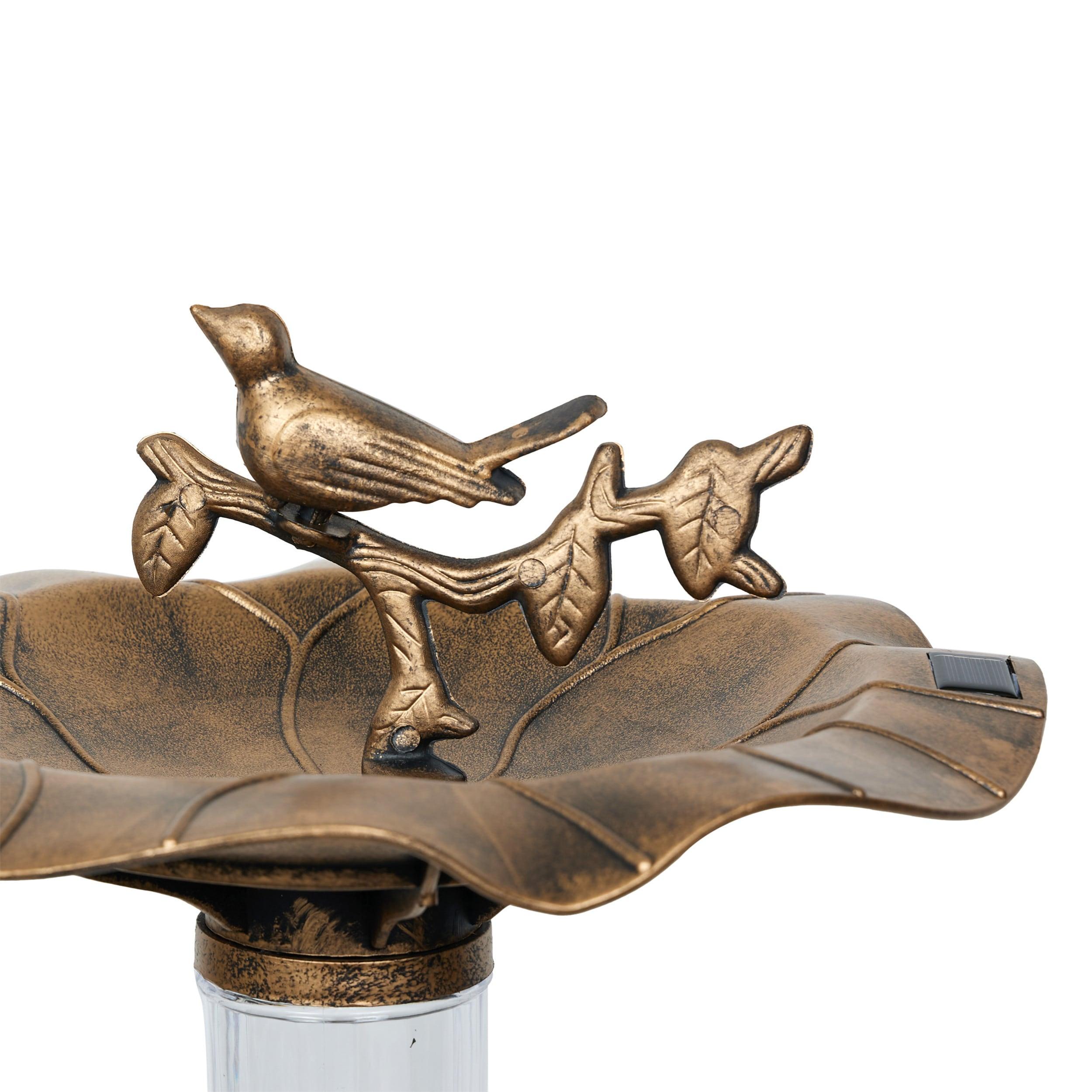 Alpine 41"H Solar Birdbath with Birds and LED Light for Garden