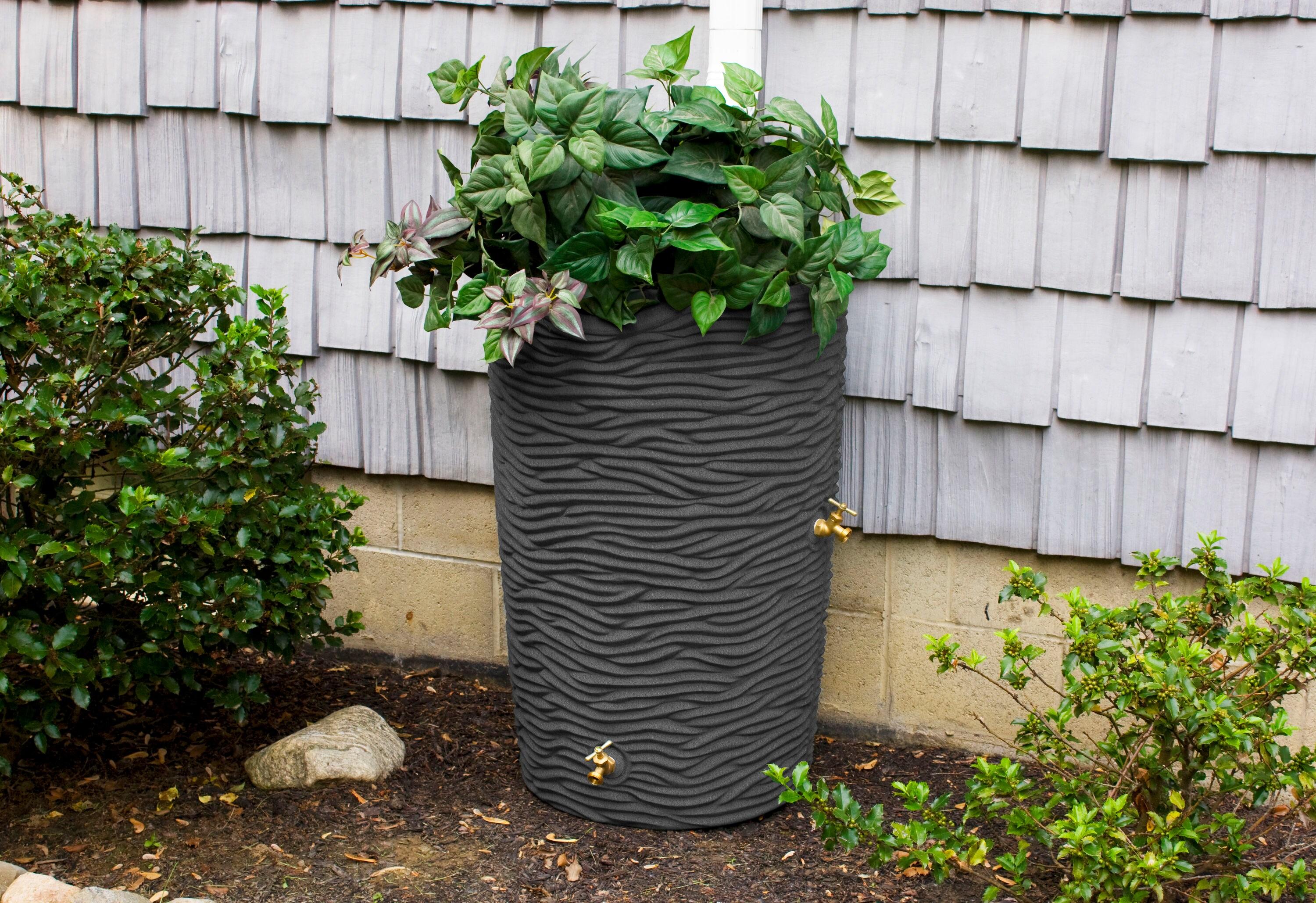 Good Ideas 50 Gallons Plastic Drainable Planter Rain Barrel