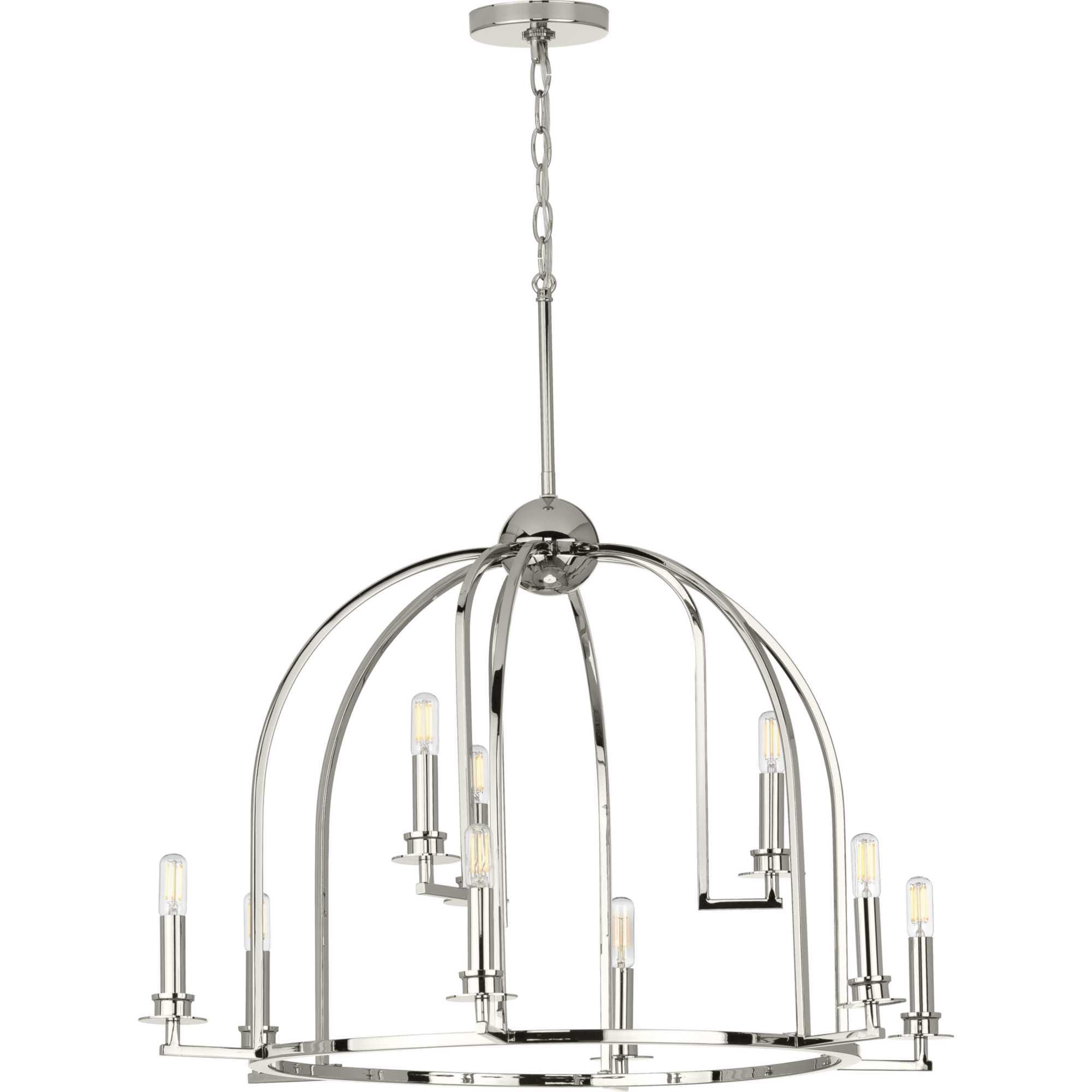 P400187-104-Progress Lighting-Seneca - Chandeliers Light - 9 Light in Farmhouse style - 30 Inches wide by 20.88 Inches high-Polished Nickel Finish