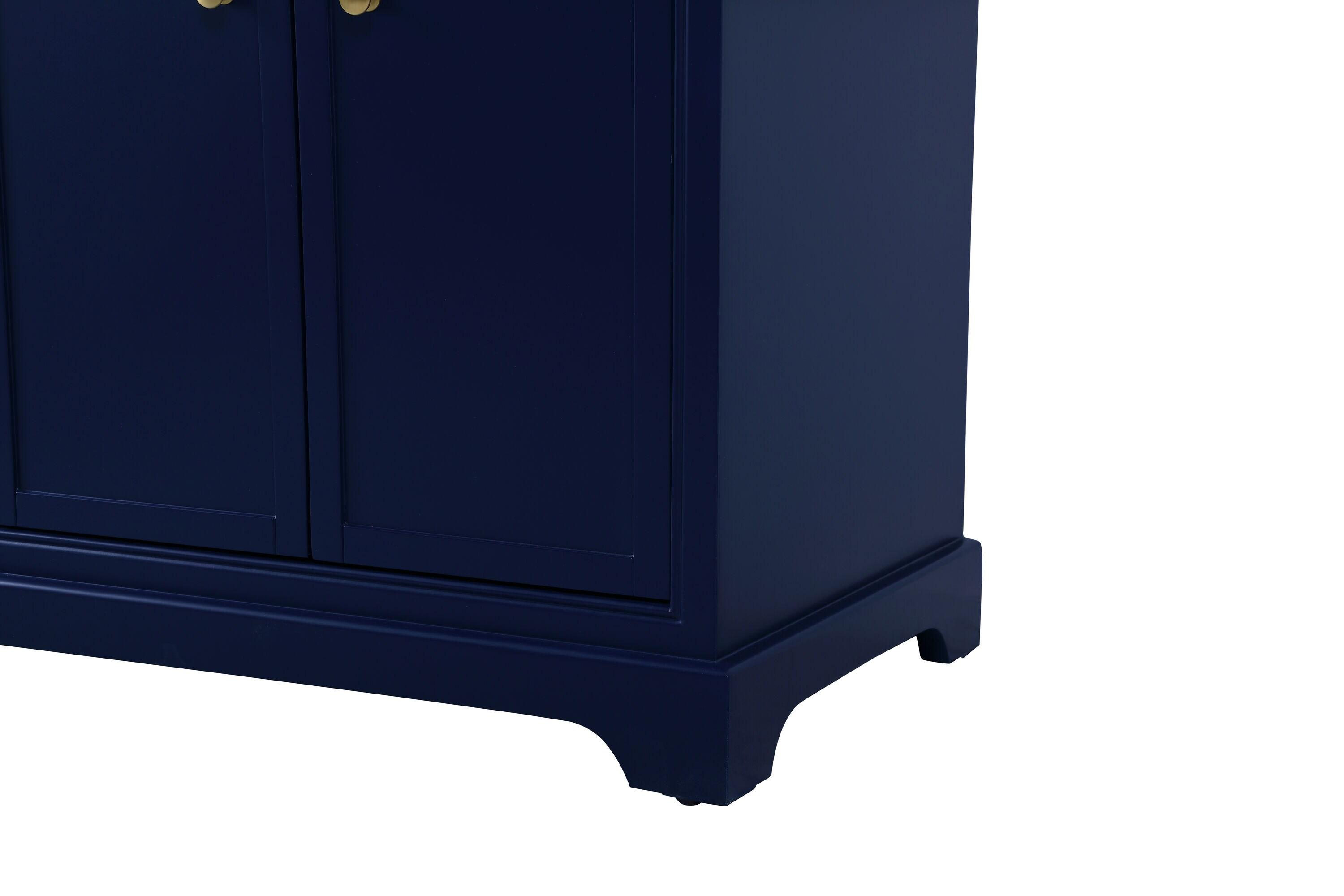 Elegant Decor Americana 72" Metal MDF Marble Double Bathroom Vanity in Blue