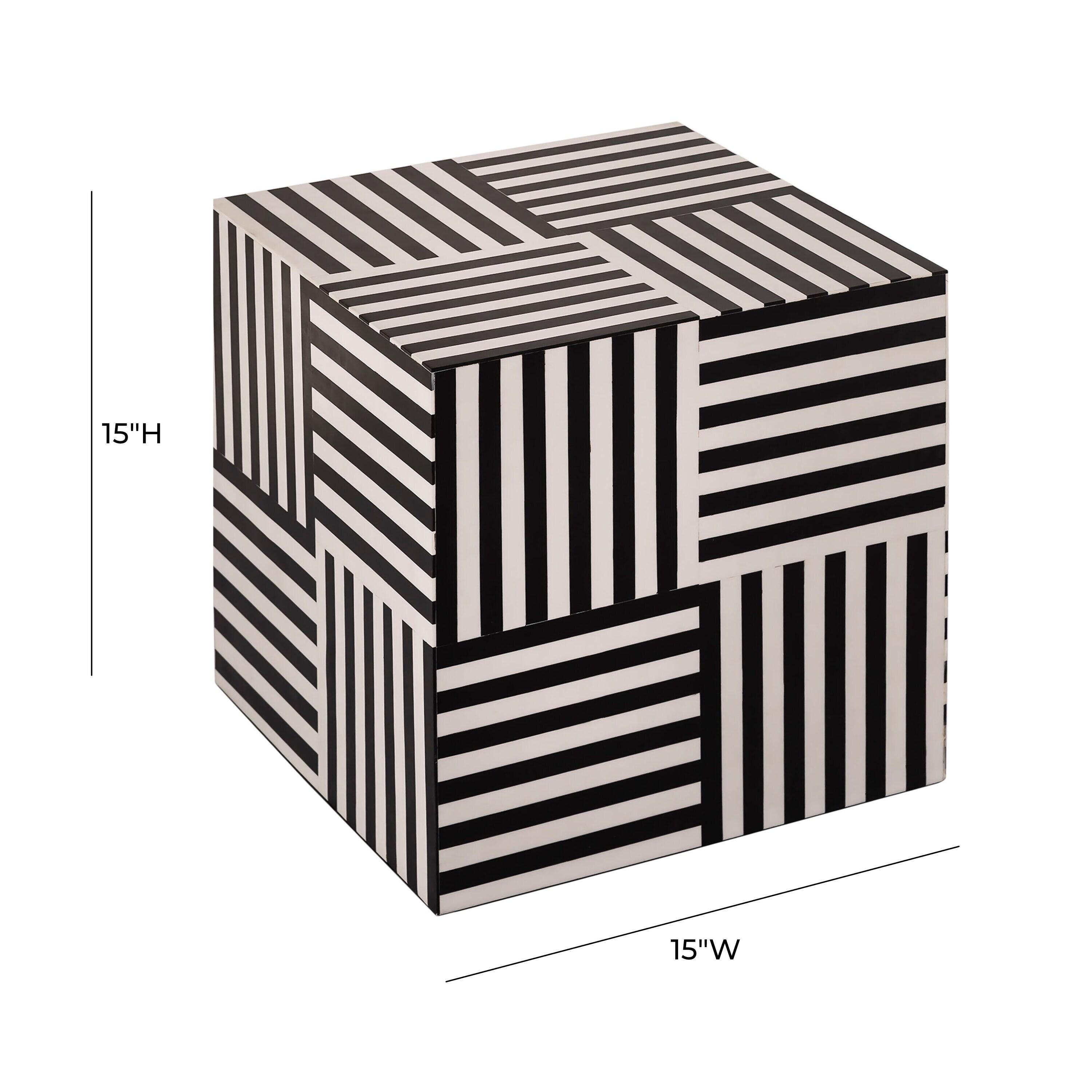TOV Furniture Cube Black and White Side Table