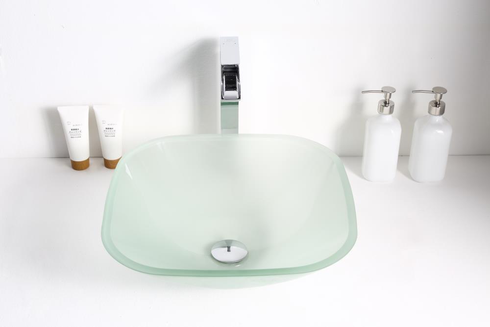 ANZZI LS-AZ8125 ANZZI Victor 16.5'' Matte Clear Tempered Glass Square Bathroom Sink