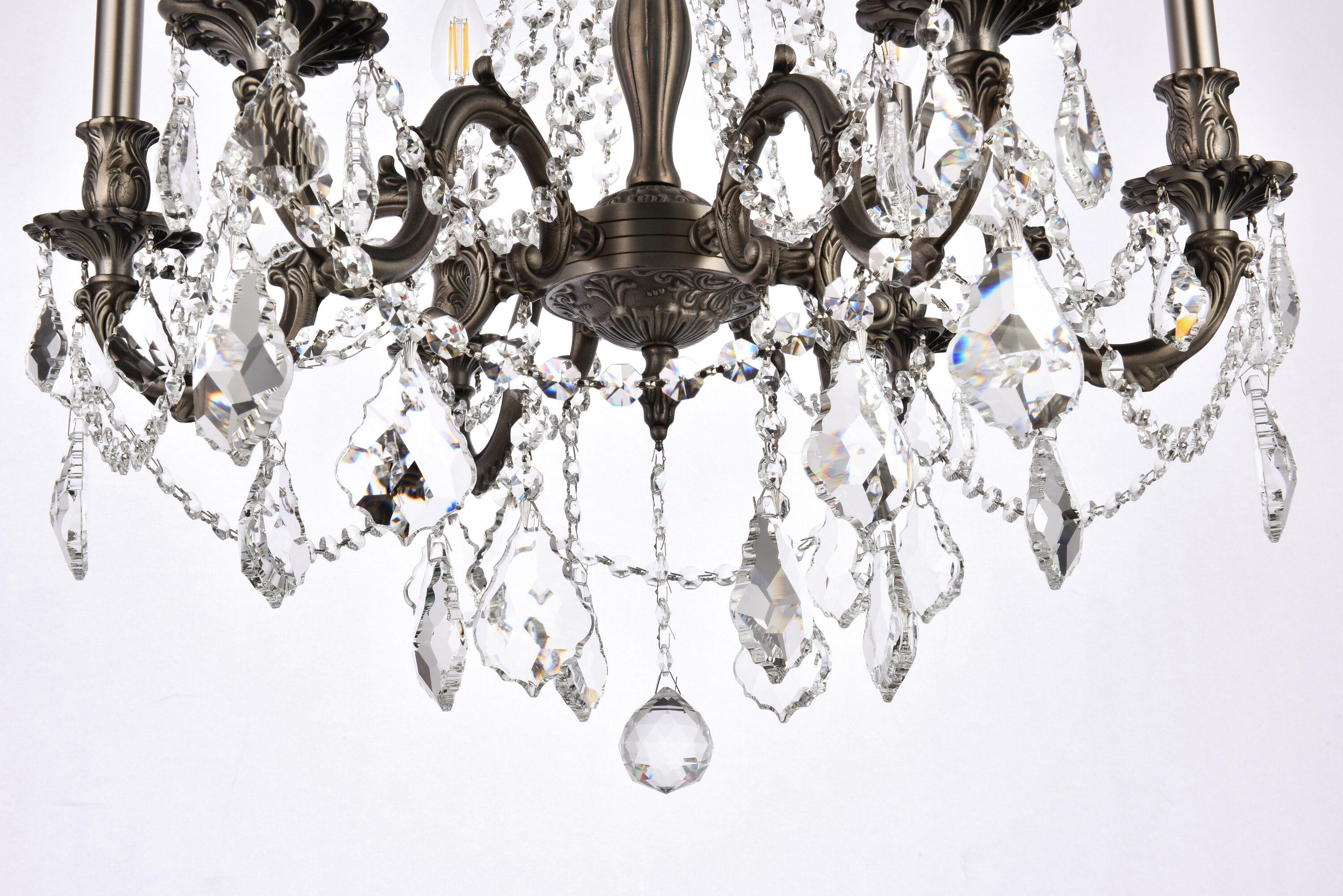 Home Decorative Brass Rosalia 6 Light Pewter Chandelier Royal Cut Crystal
