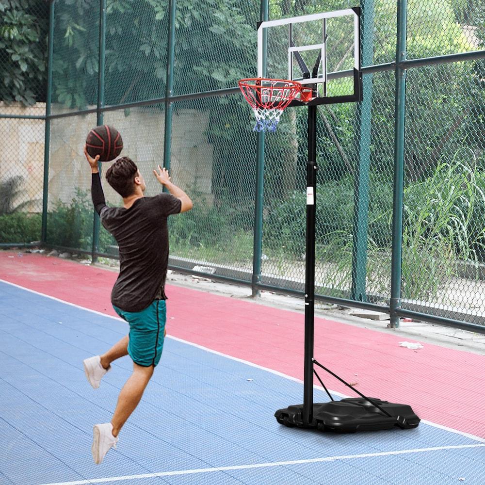 Ktaxon Portable Basketball Hoop Outdoor, Basketball Goal System 4.4-10ft Height Adjustable, 44inch Shatterproof Backboard, Gray Orange