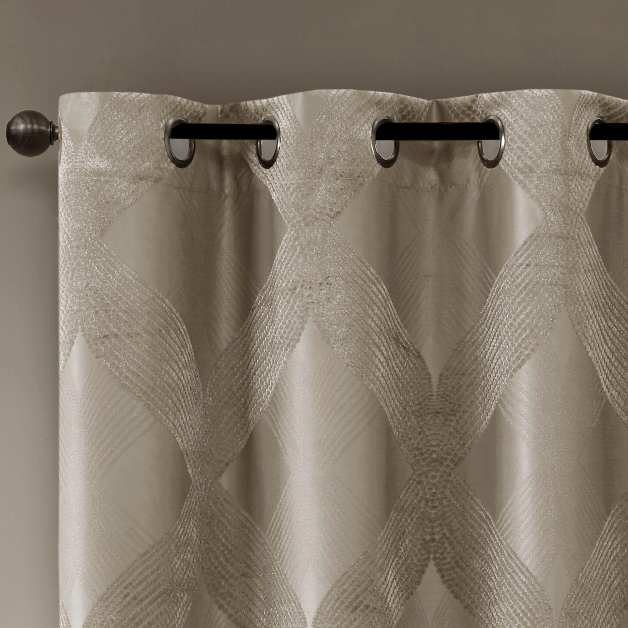 Madison Park Bentley Ogee Knitted Jacquard Geometric Total Blackout Single Curtain Panel