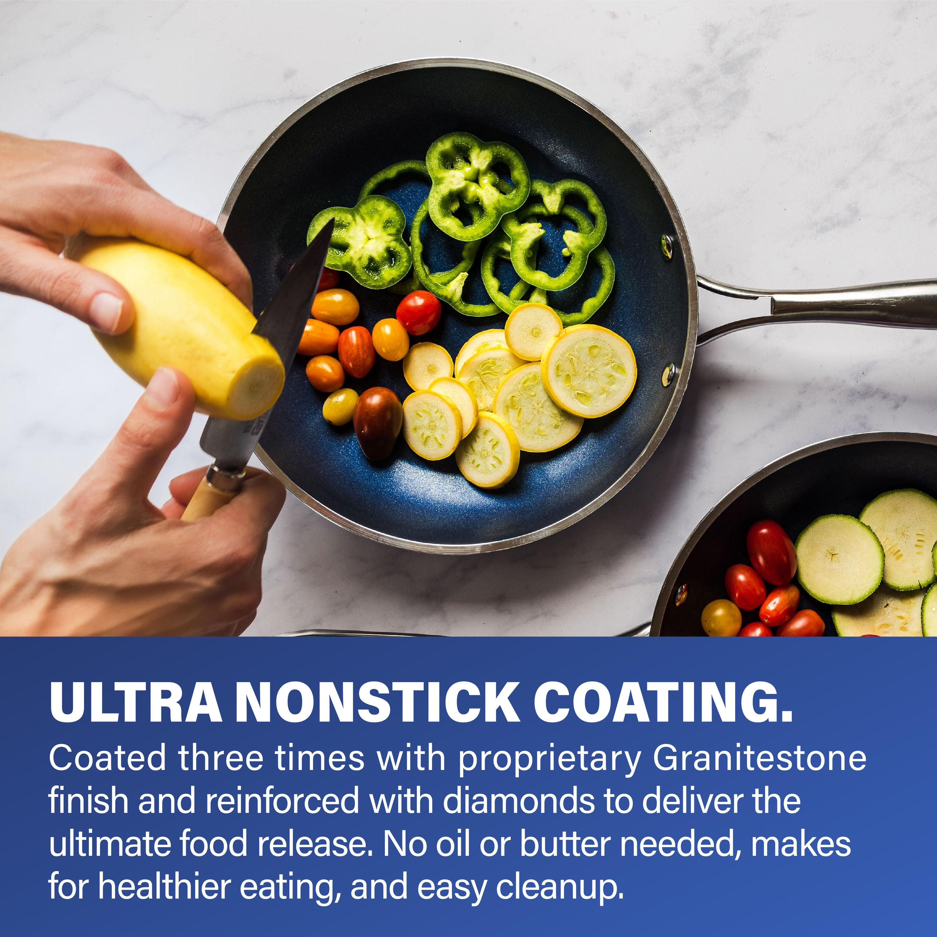 Granitestone Blue 20 Piece Aluminum Non Stick Cookware & Bakeware Set with Ultra Nonstick Surface, Oven & Dishwasher Safe