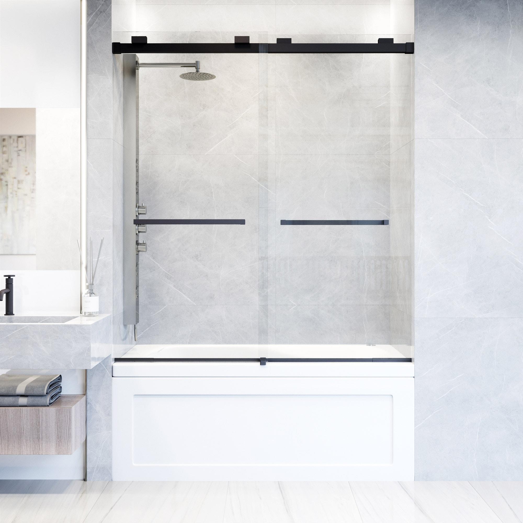 Houston 56-60" W x 66" H Double Sliding Frameless Tub Door with 3/8" Clear Glass