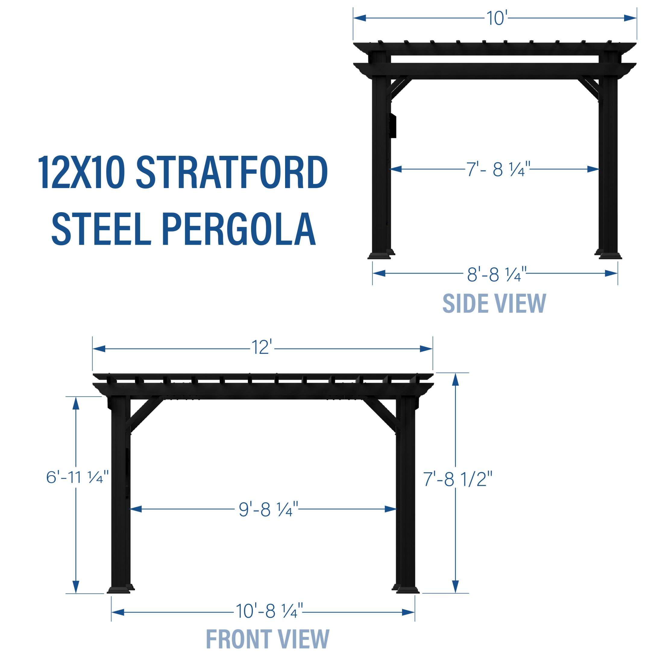 Backyard Discovery Stratford 12x10' Galvanized Steel Pergola, Shade Sail Canopy, PowerPort
