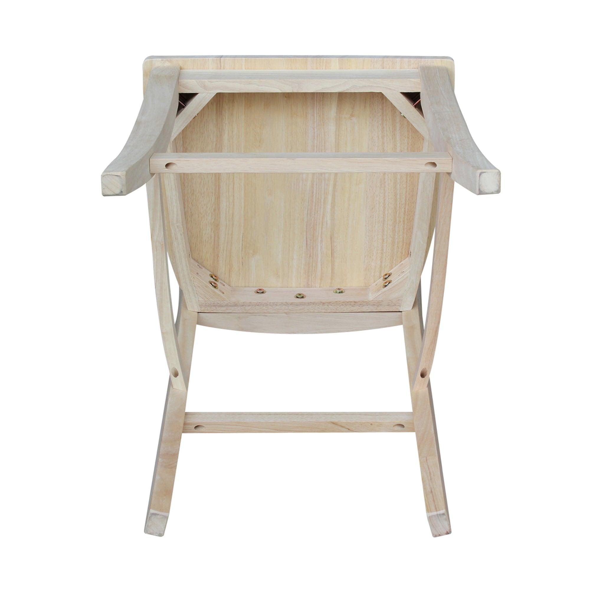 Counter Height Barstool Verona Unfinished - International Concepts: Rubberwood, Square Back, 24" Seat Height