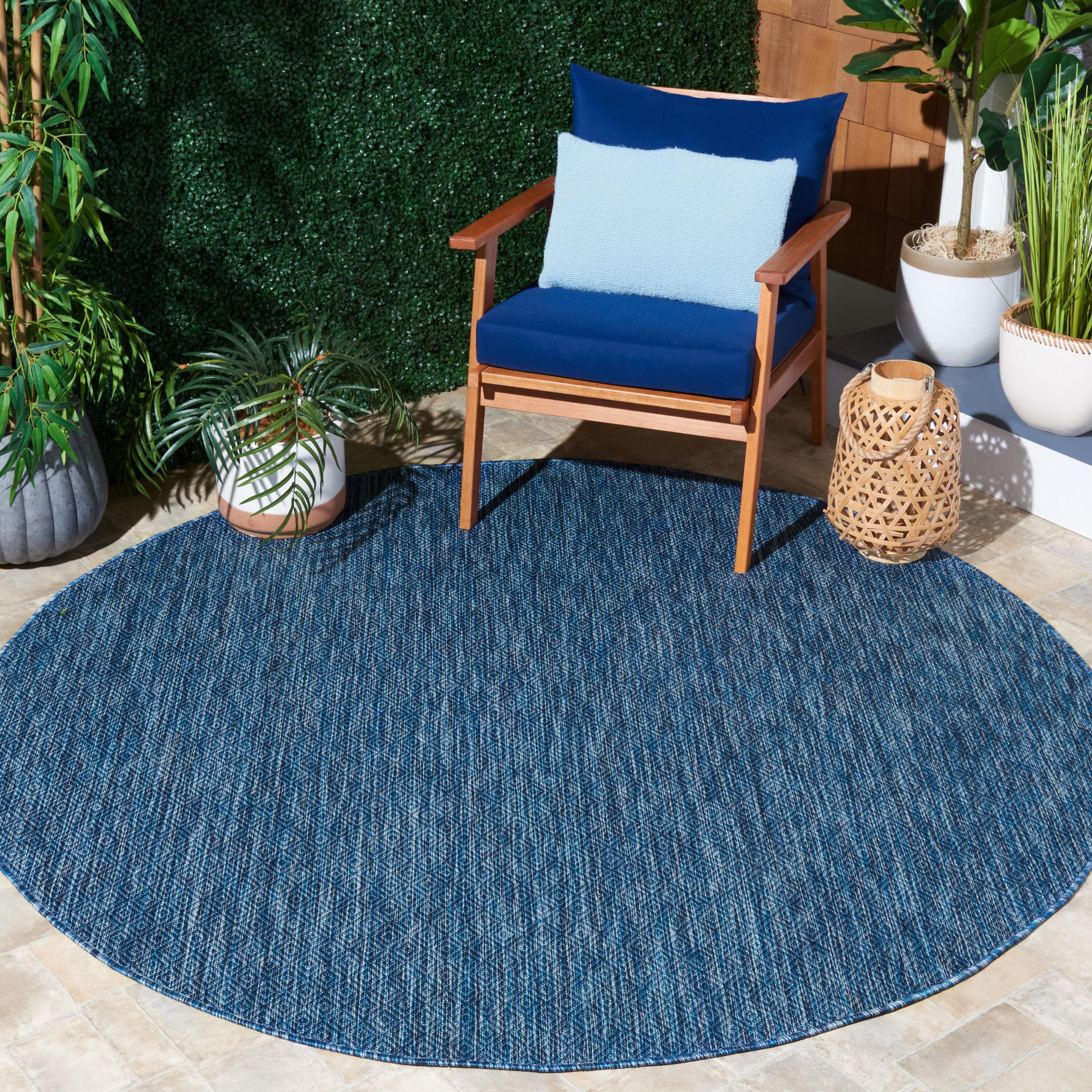 Courtyard CY8520 Power Loomed Indoor and Outdoor Area Rug - Navy/Navy - 4' Round - Safavieh