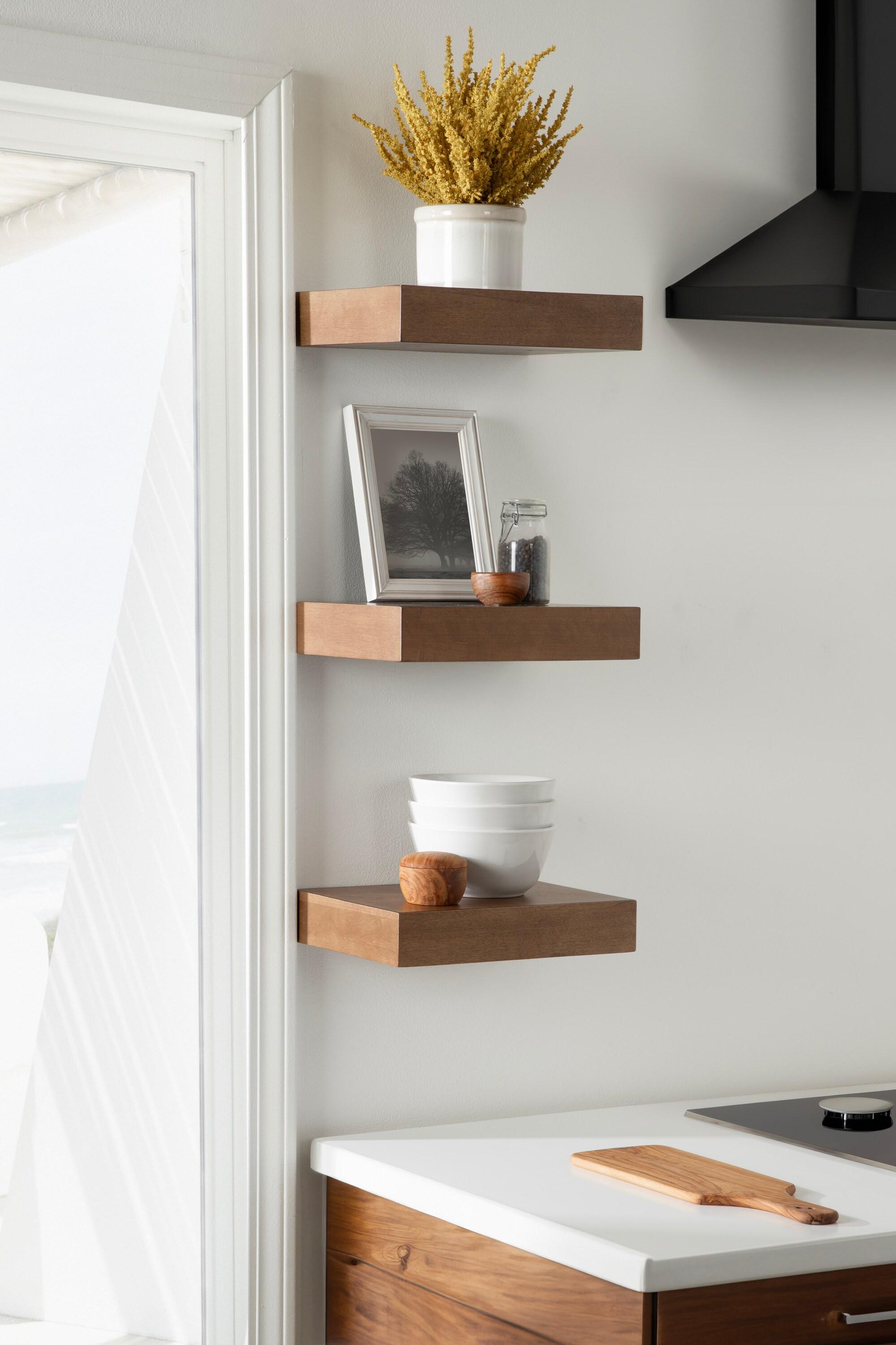 Kate & Laurel All Things Decor (Set of 3) 12" Havlock Wood Floating Shelves Rustic Brown