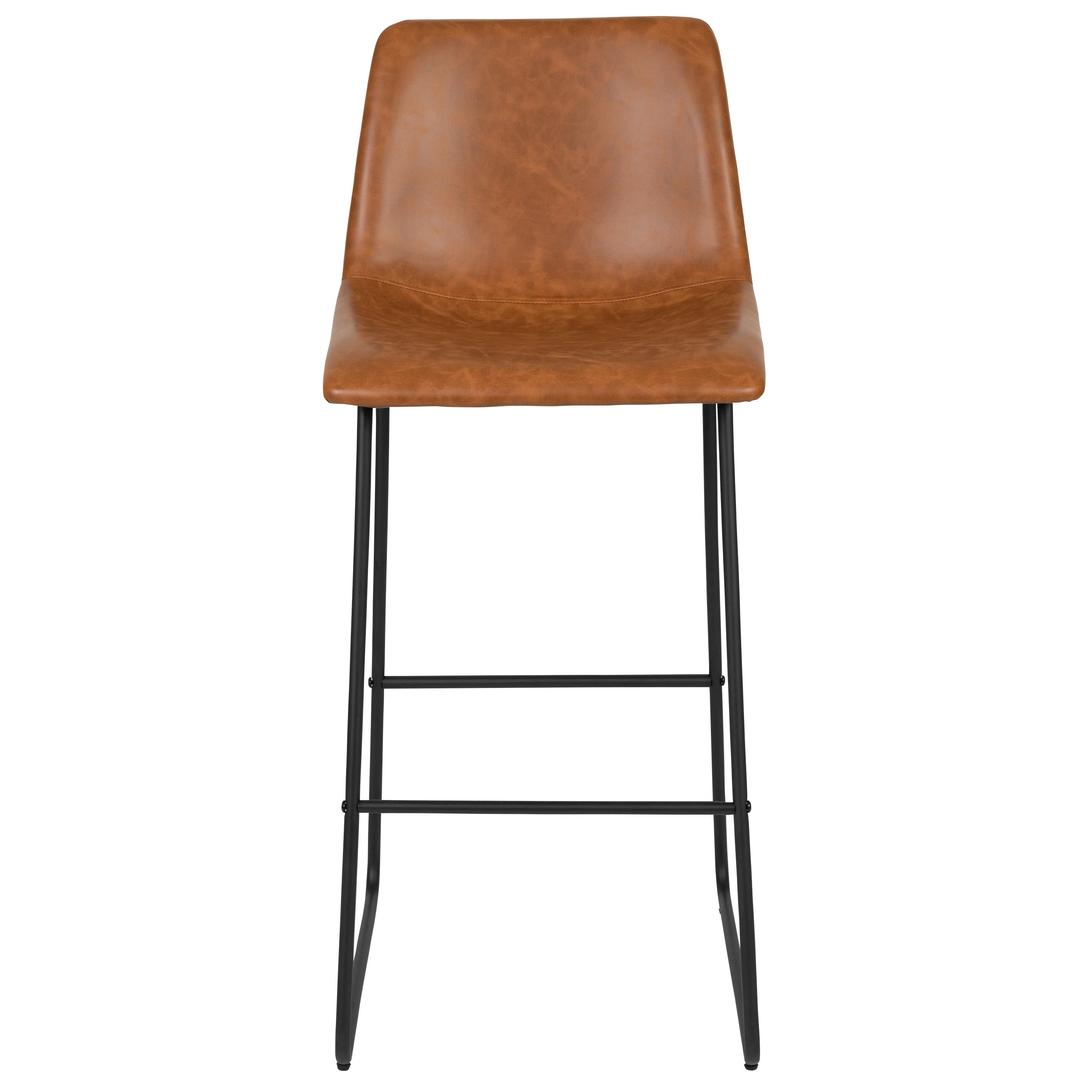 Flash Furniture 30 inch LeatherSoft Bar Height Barstools in Light Brown, Set of 2