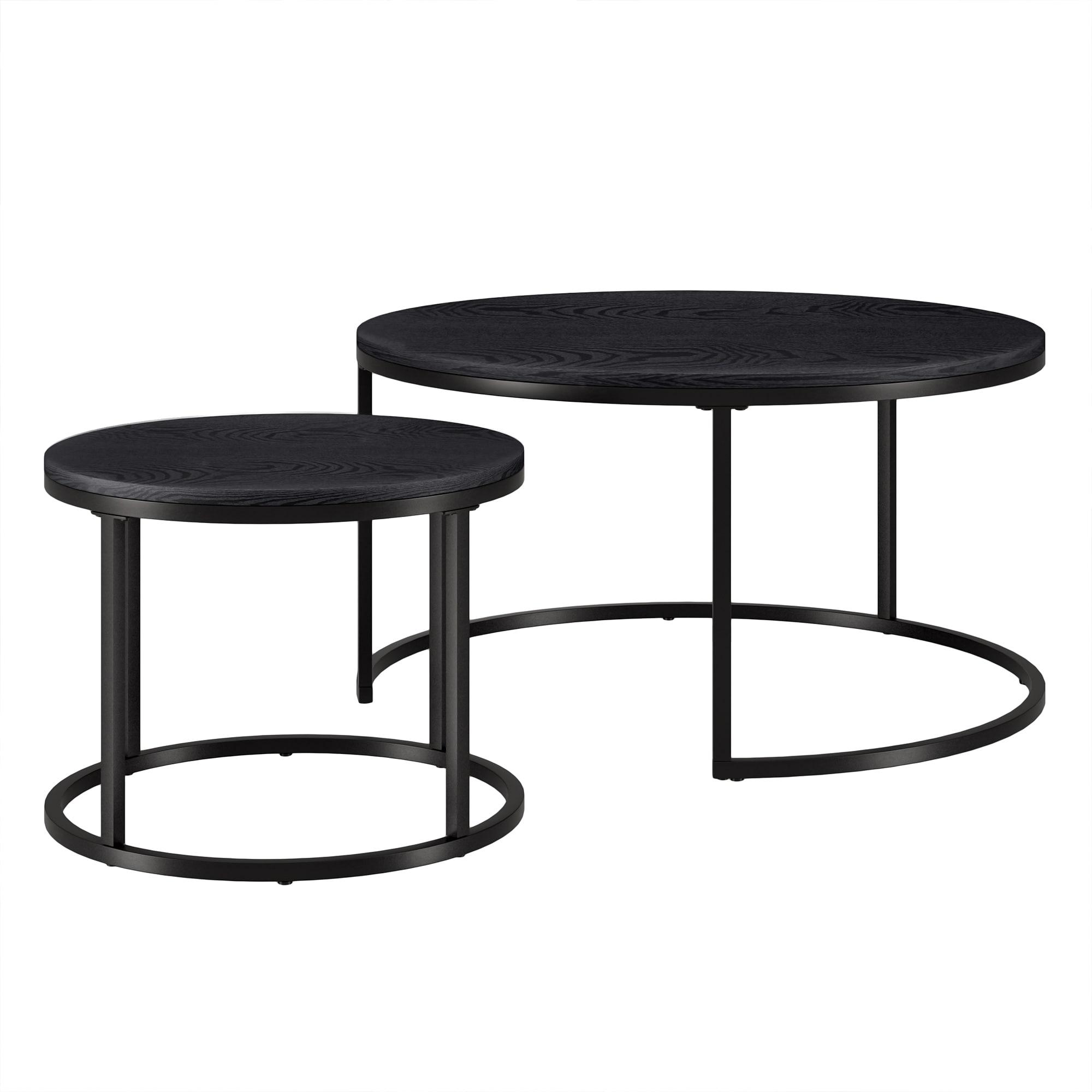 Henn&Hart 35" Black Nested Coffee Tables