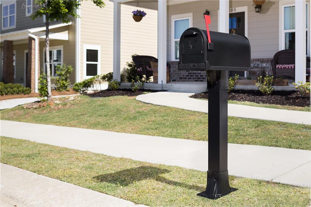 Gibraltar Mailboxes Arlington Classic Galvanized Steel Post Mount Black Mailbox