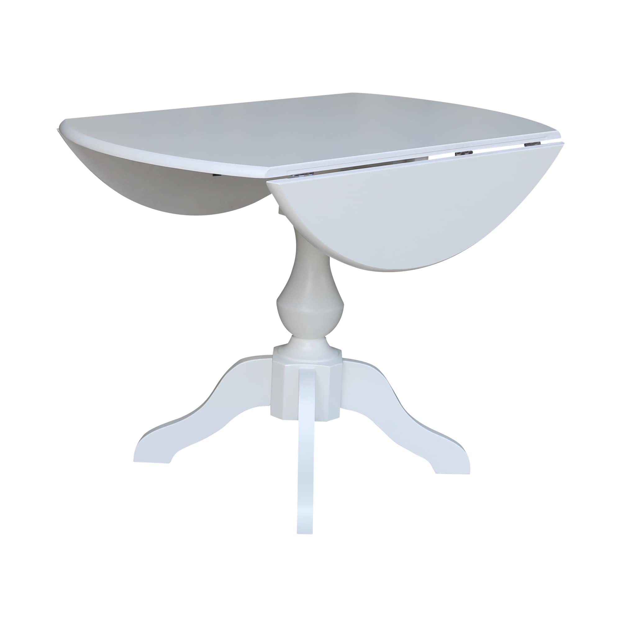 42" Patsy Round Top Dual Dining Table White - International Concepts: Drop Leaf, Seats 4