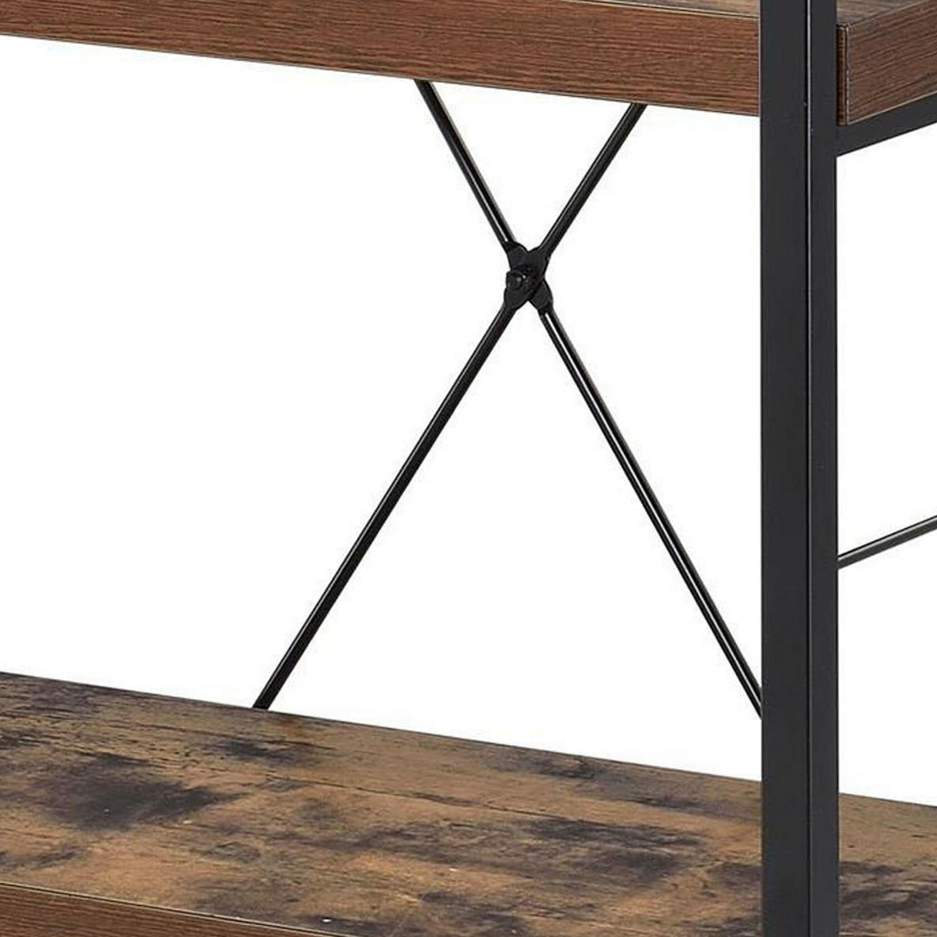 Bob 4 Shelf Wooden Bookcase In Weathered Oak