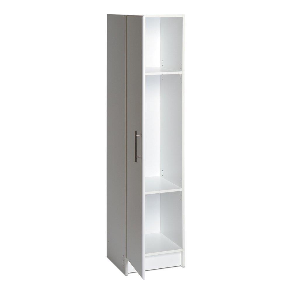 Elite 16" Narrow Cabinet White - Prepac: Versatile Storage with Adjustable Shelves