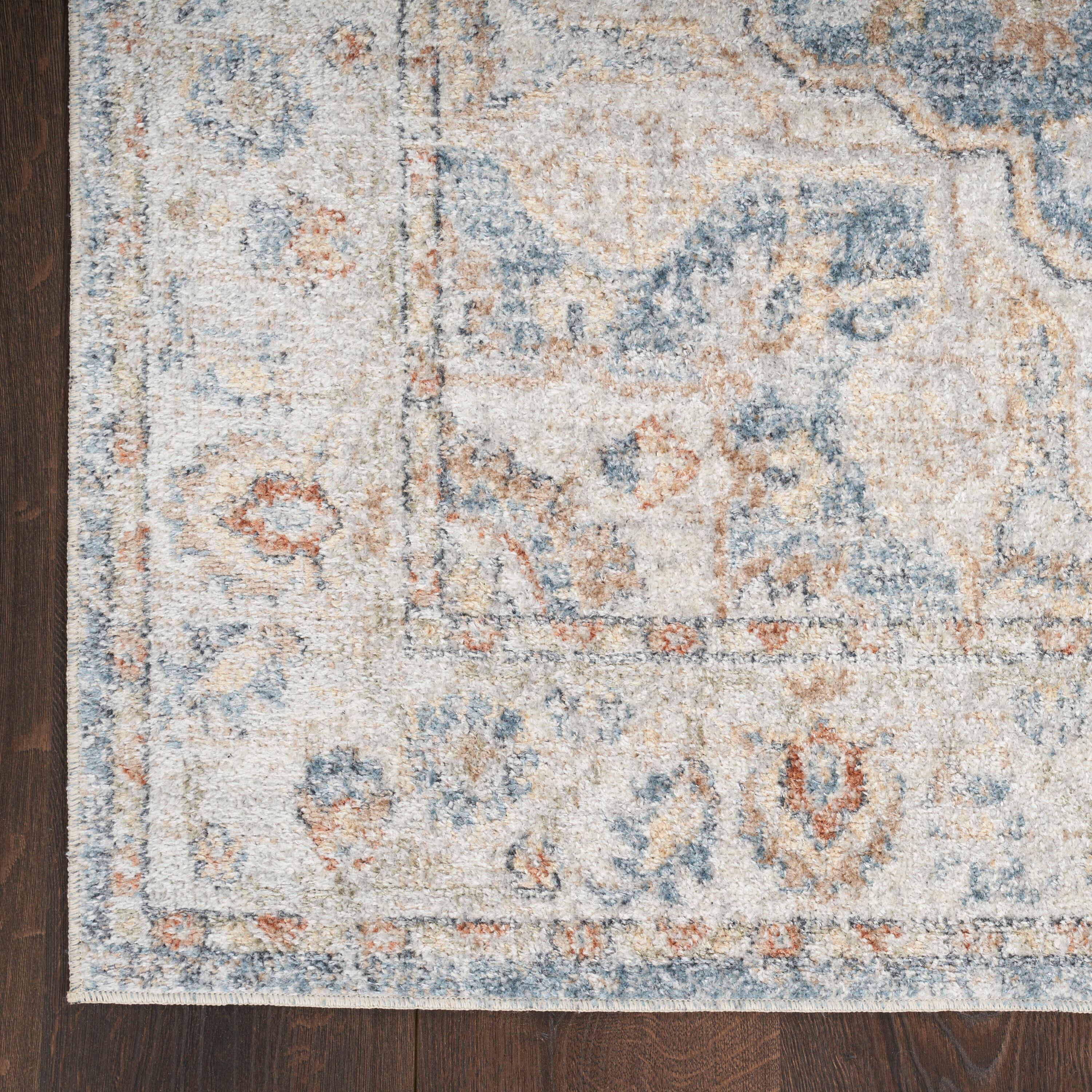 Nourison Astra Machine Washable Vintage Medallion Indoor Rug Denim Multi 7'10" x 10'