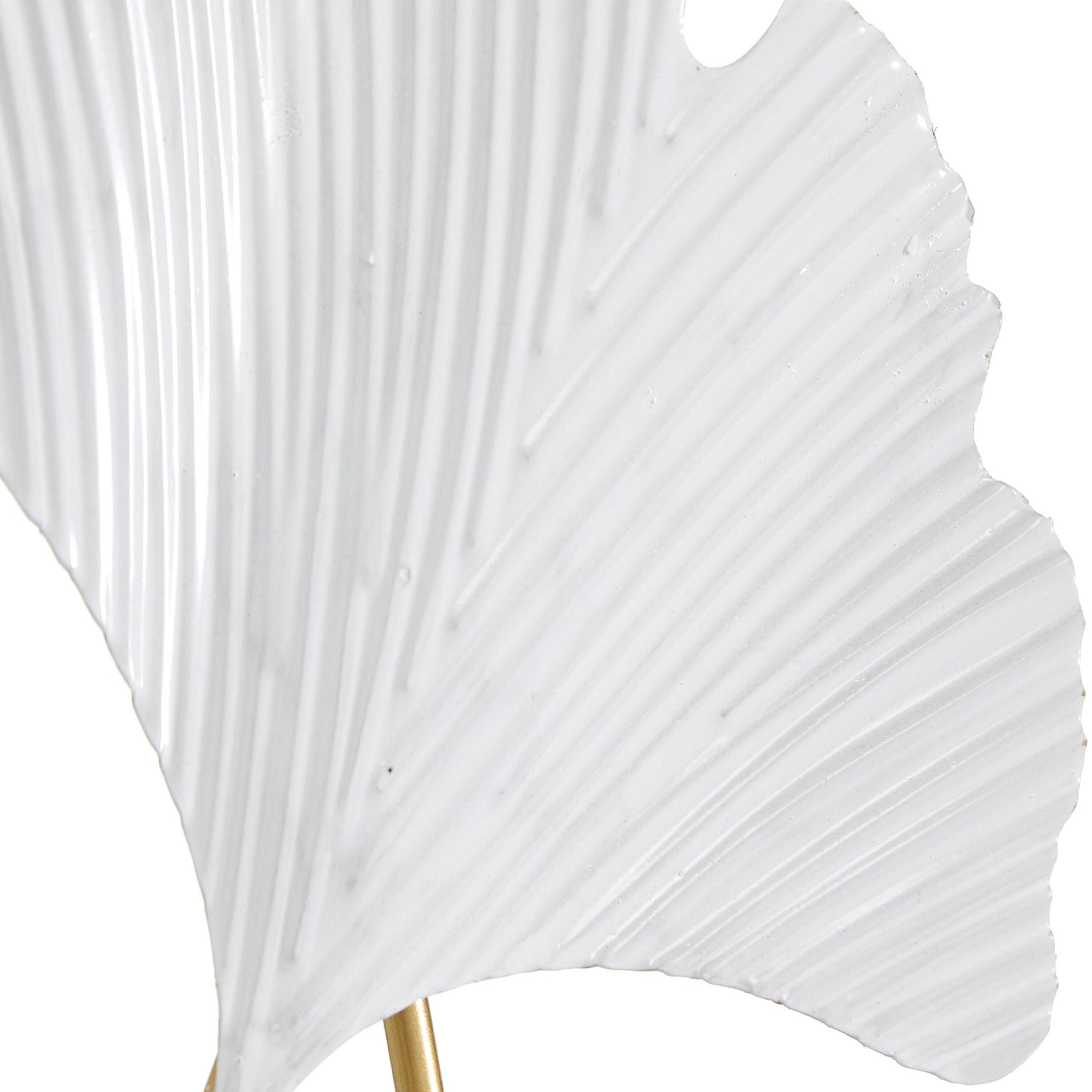 14" x 24" White Metal Leaf Sculpture, by DecMode